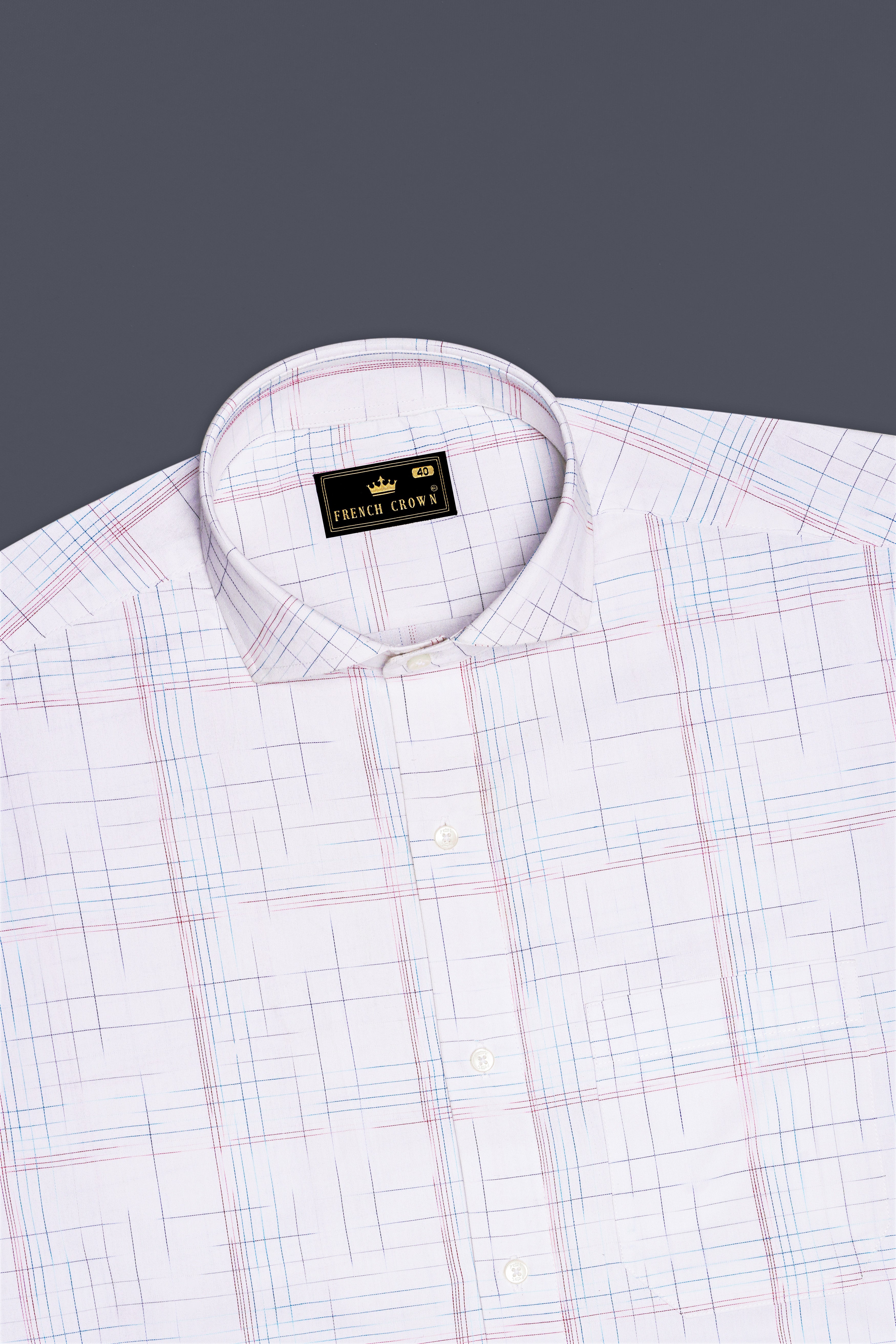 Alberic-Bright White Printed Dobby Textured Premium Giza Cotton Dress Shirt