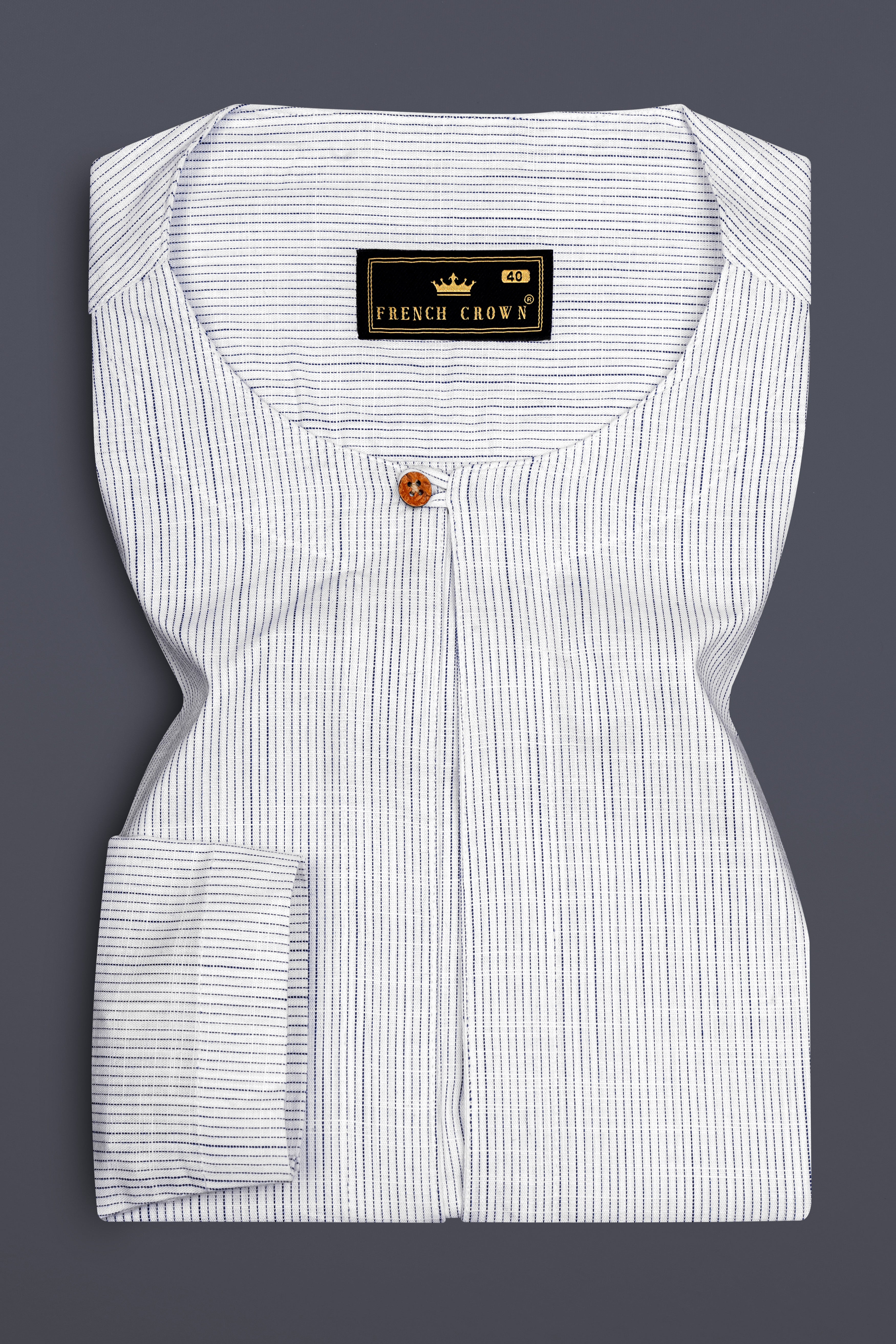 Vellure-Amour Gray Striped Dobby Textured Premium Giza Cotton Designer Casual Shirt