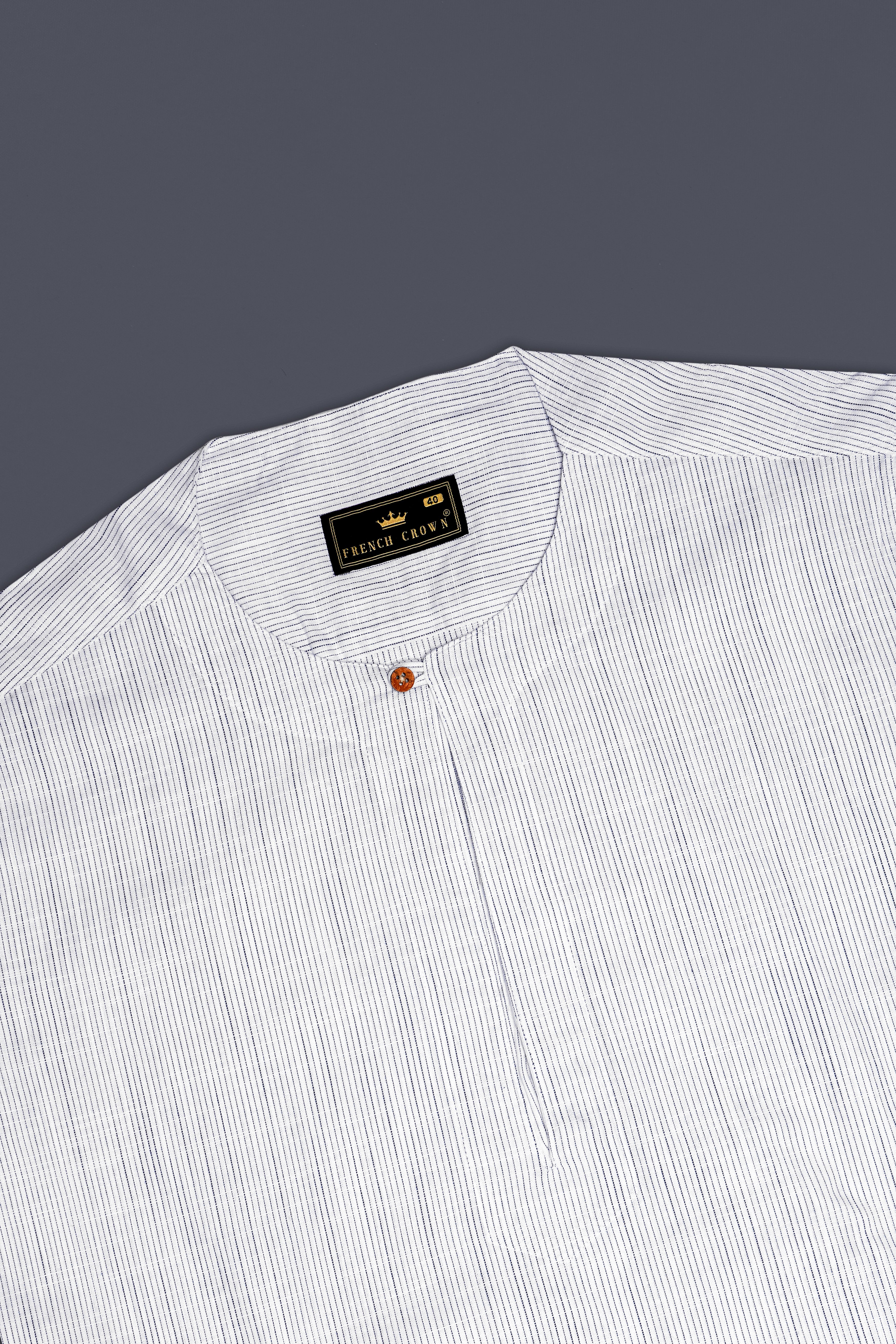 Vellure-Amour Gray Striped Dobby Textured Premium Giza Cotton Designer Casual Shirt
