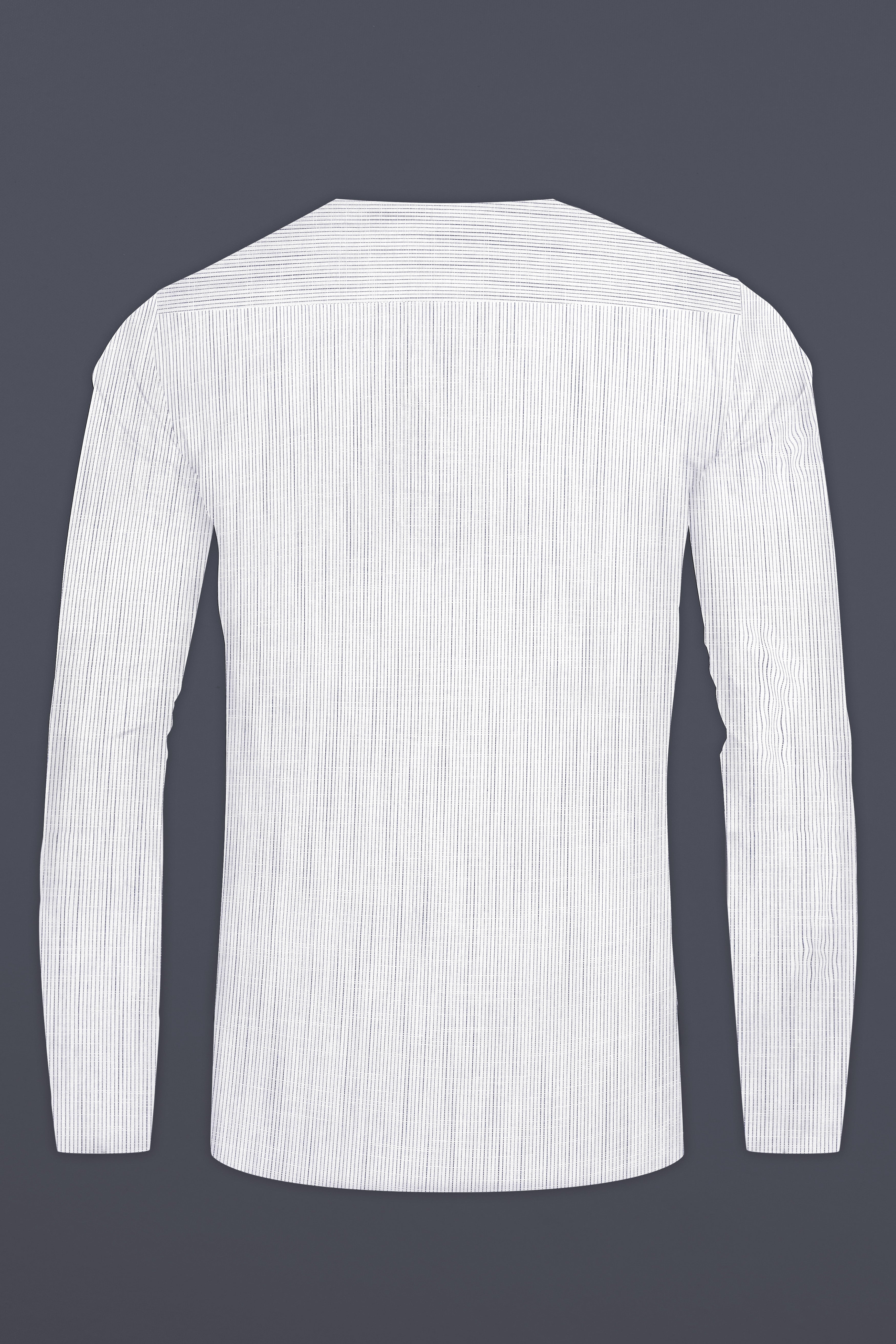 Vellure-Amour Gray Striped Dobby Textured Premium Giza Cotton Designer Casual Shirt