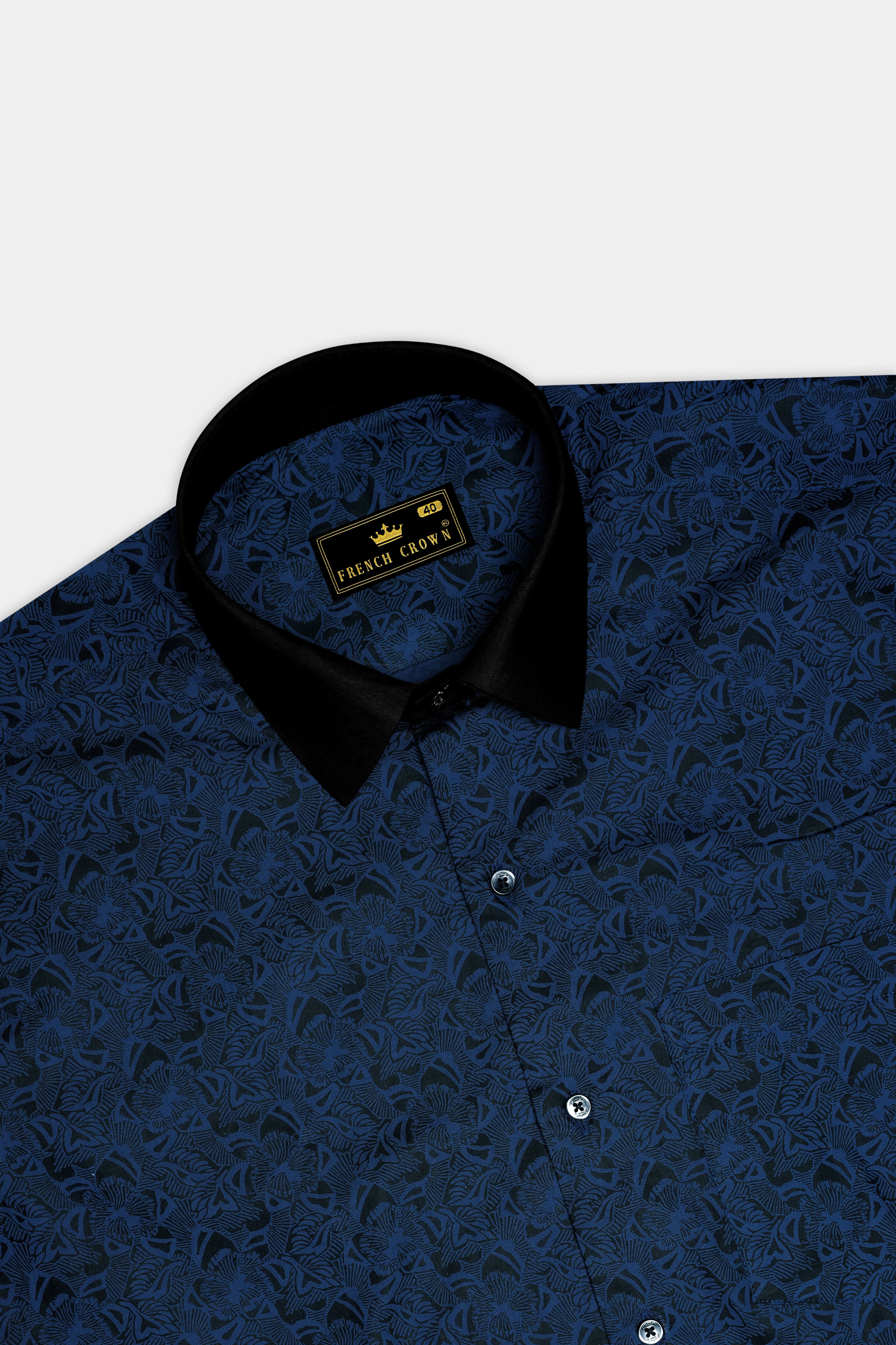Azorine-Astronaut Blue Floral Printed Subtle Sheen Super Soft Premium Cotton Semi Formal Shirt