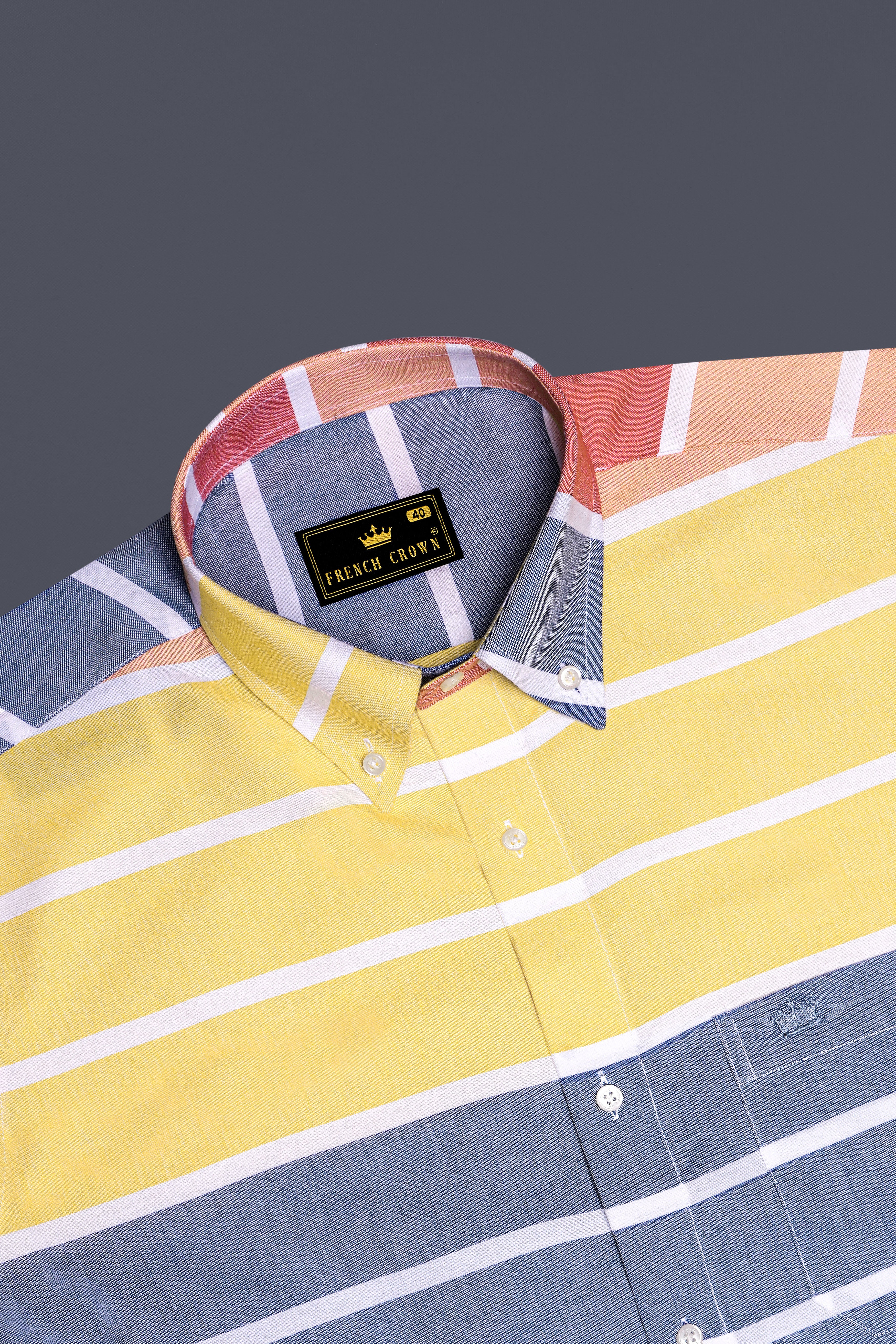 Jaspiro-Scampi Blue And Jasmine Yellow Multicolour Striped Royal Oxford Casual Shirt