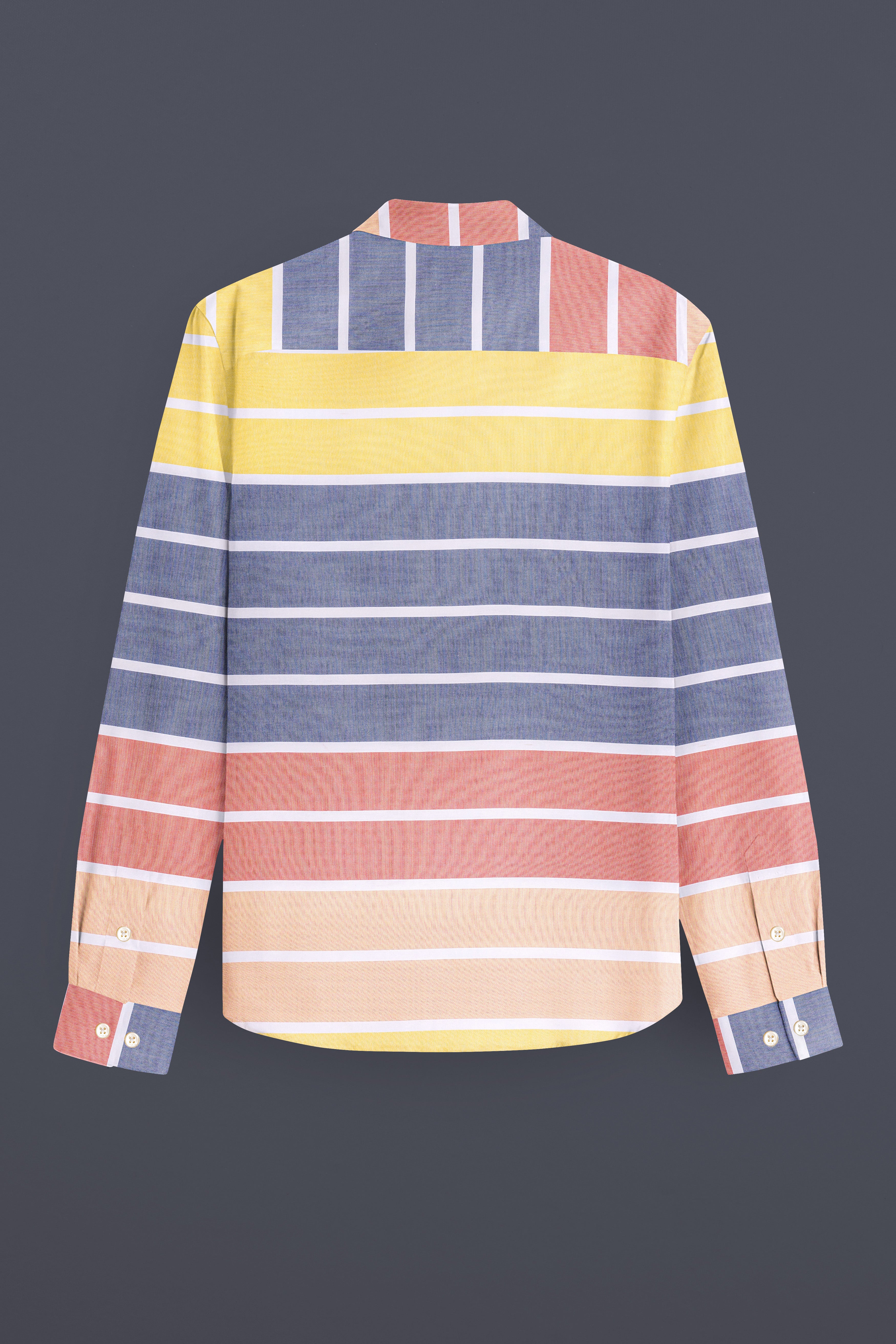 Jaspiro-Scampi Blue And Jasmine Yellow Multicolour Striped Royal Oxford Casual Shirt