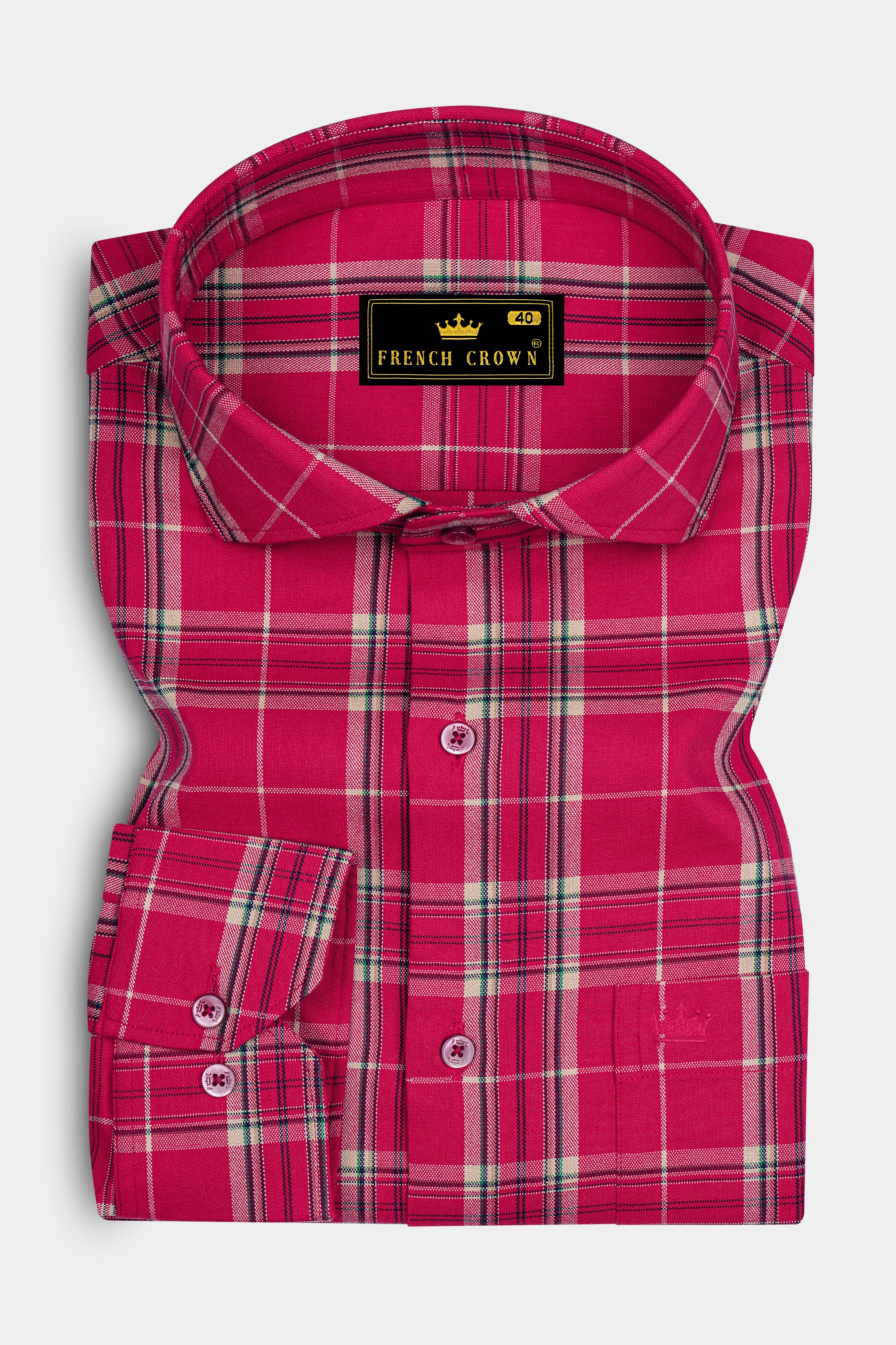 Rubrano-Shiraz Red Plaid Oxford Premium Cotton Semi Formal Shirt
