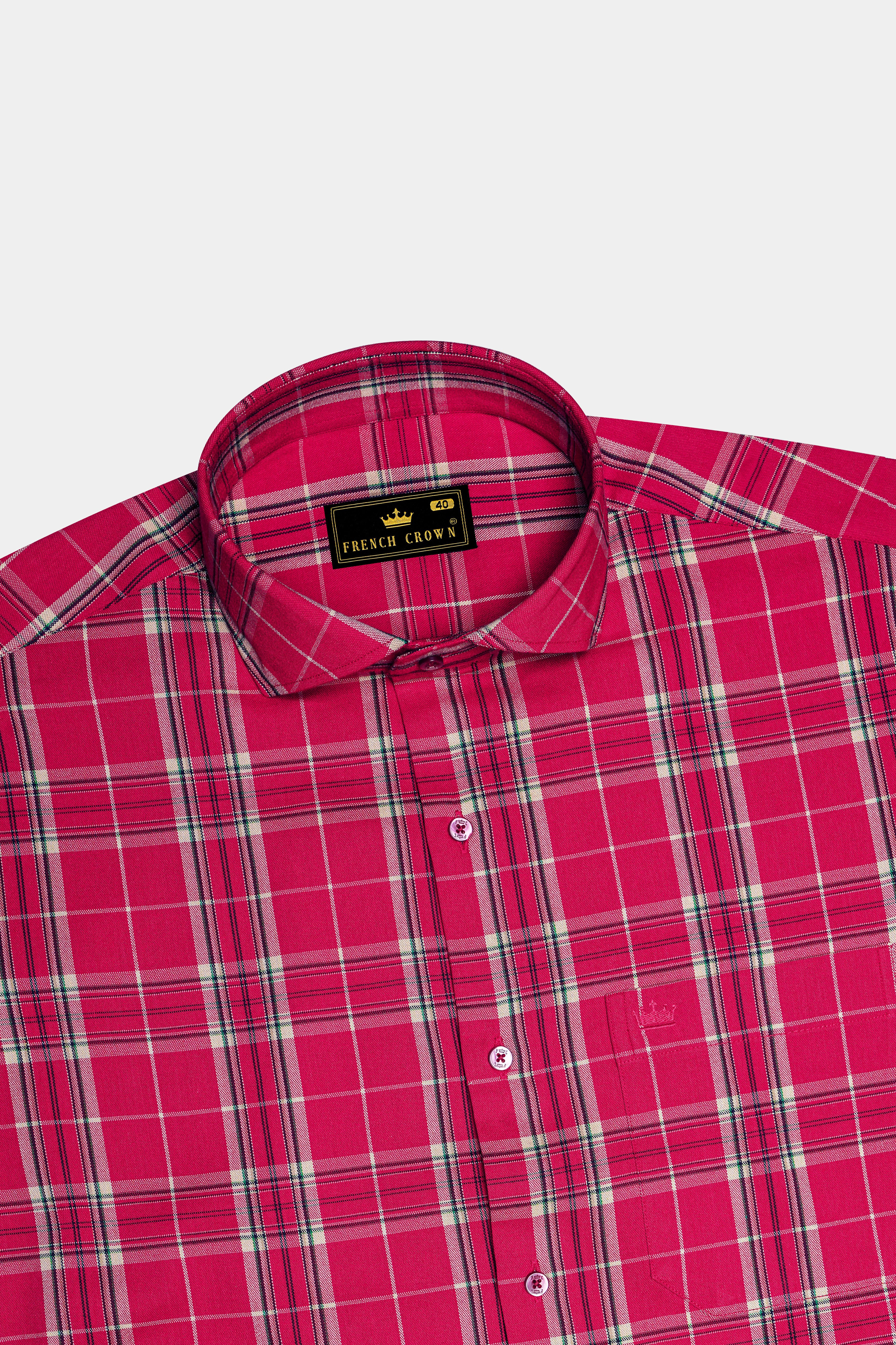 Rubrano-Shiraz Red Plaid Oxford Premium Cotton Semi Formal Shirt