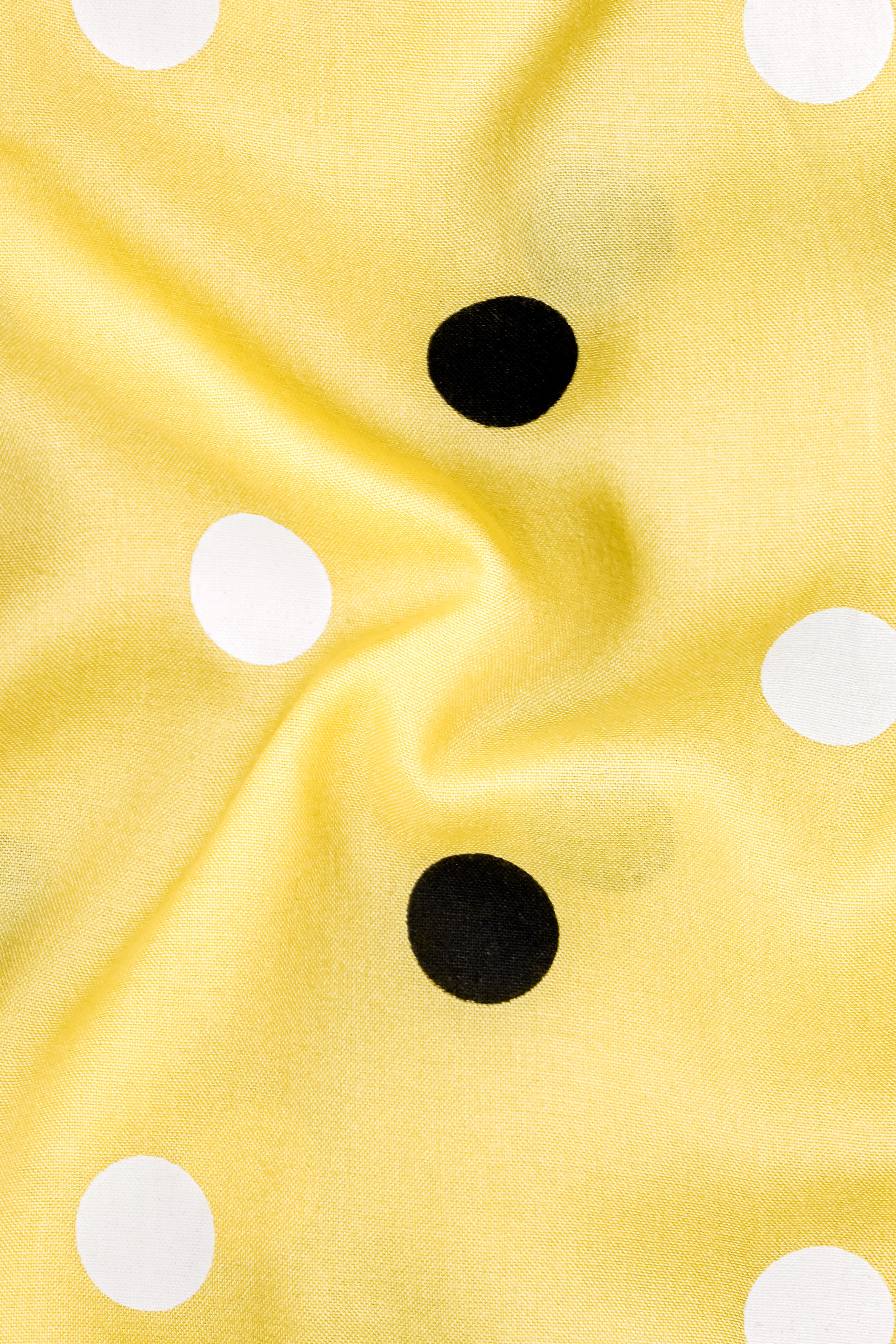 Mellowa-Jasmine Yellow Polka Dotted Printed Super Soft Tencel Designer Casual Shirt