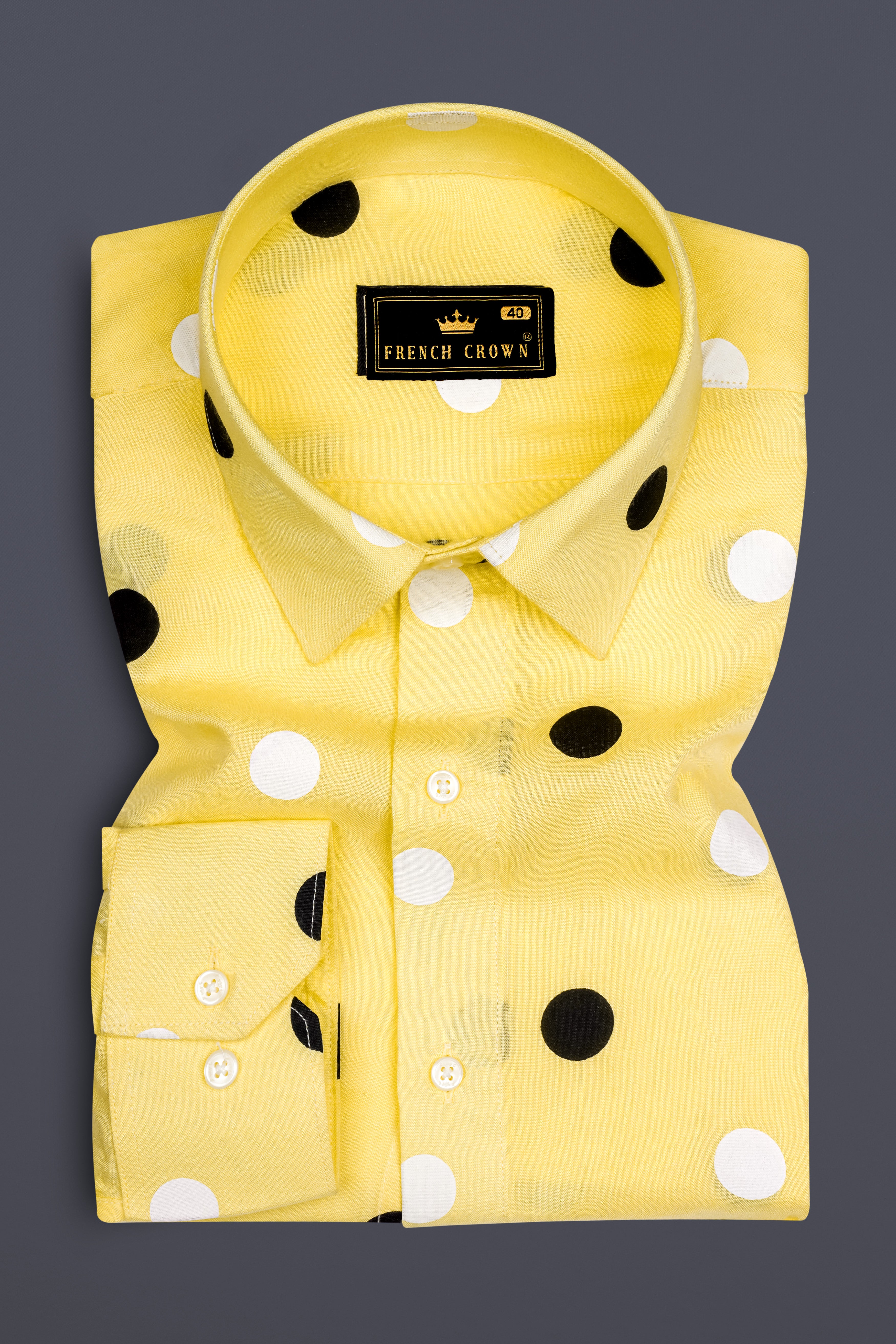 Mellowa-Jasmine Yellow Polka Dotted Printed Super Soft Tencel Designer Casual Shirt