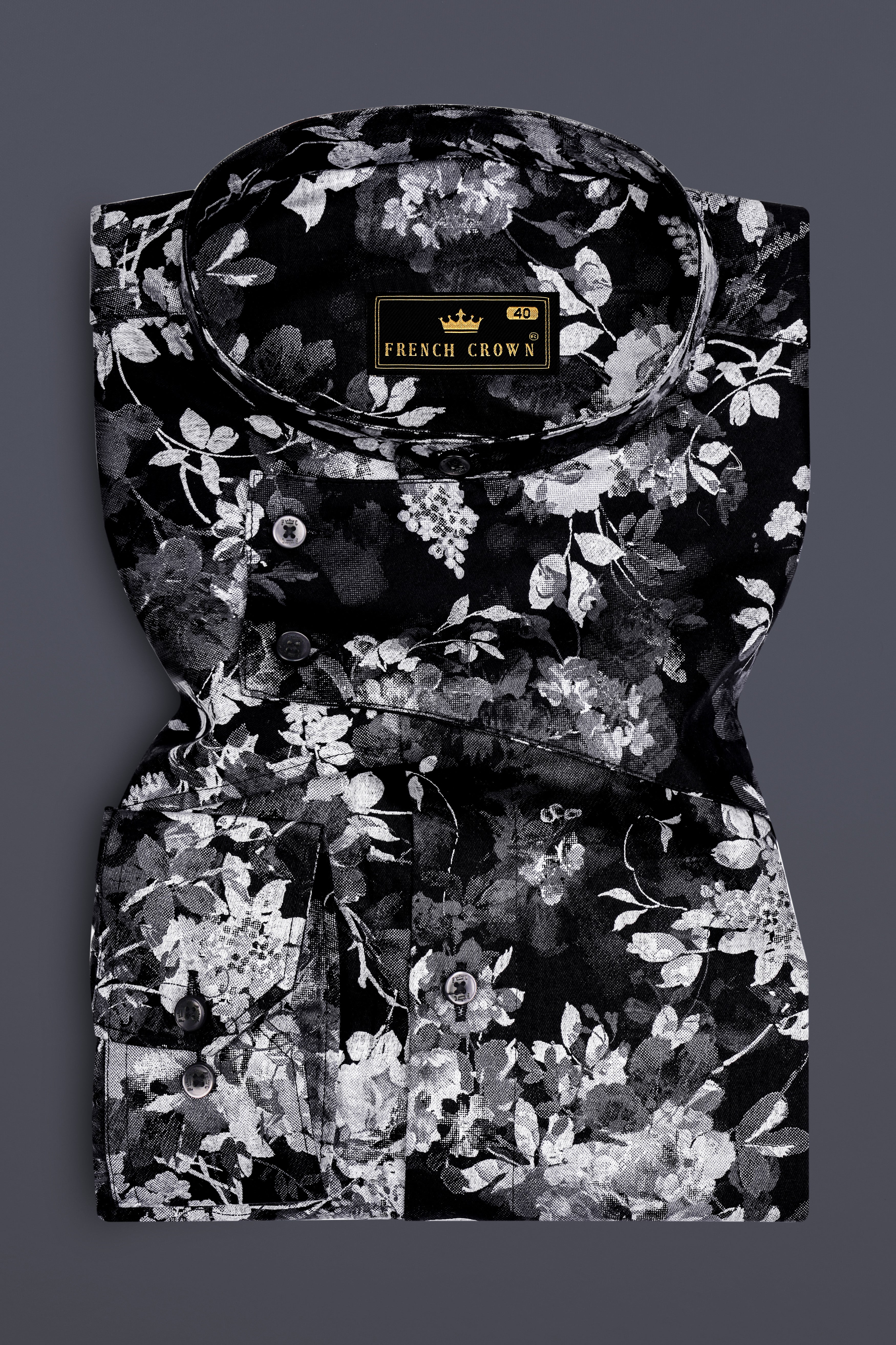 Florentine-Jade Black Floral Printed Subtle Sheen Super Soft Premium Cotton Casual Designer Shirt