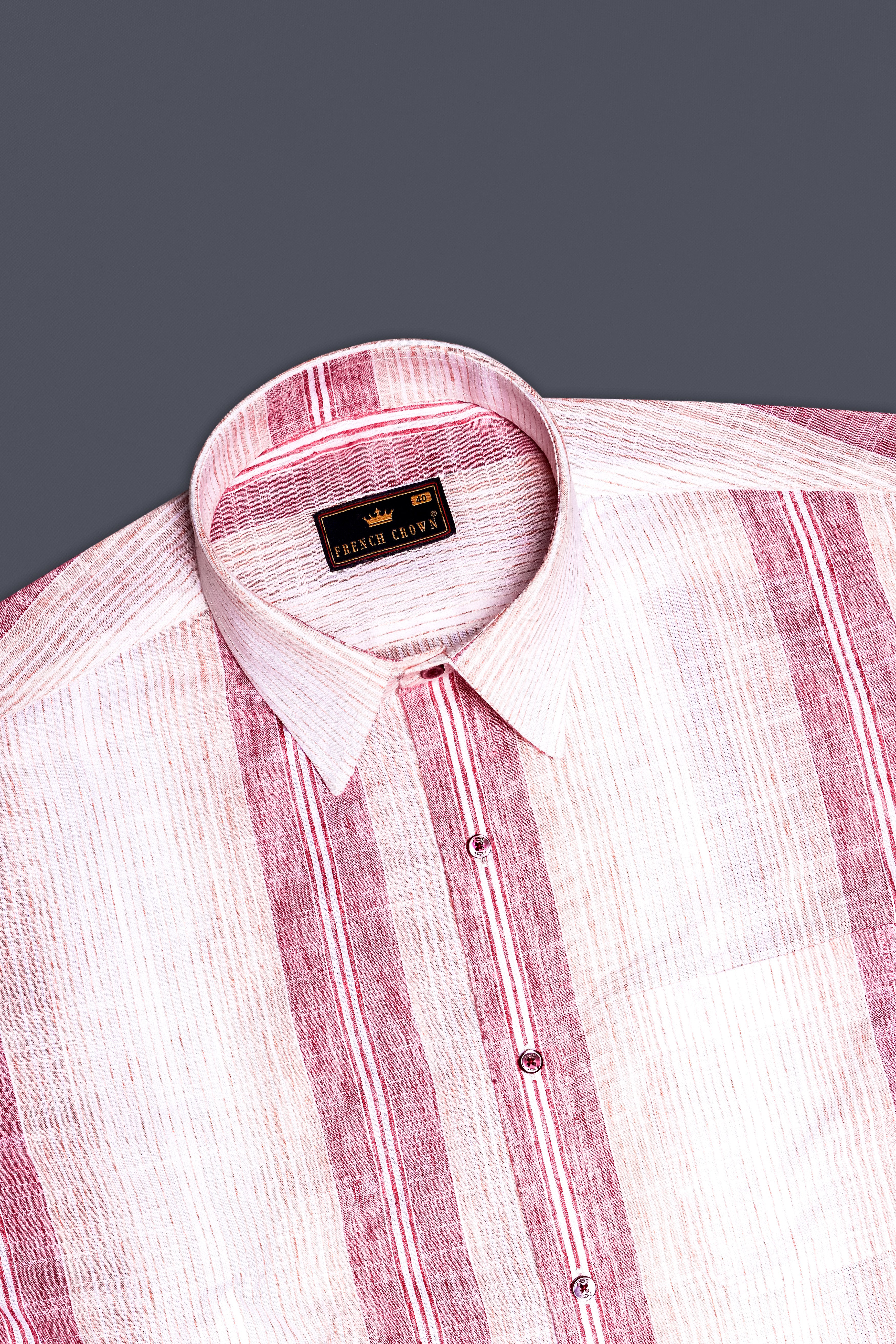 Zaffira-Sherbet Pink Striped Chambray Premium Cotton Semi Formal Shirt