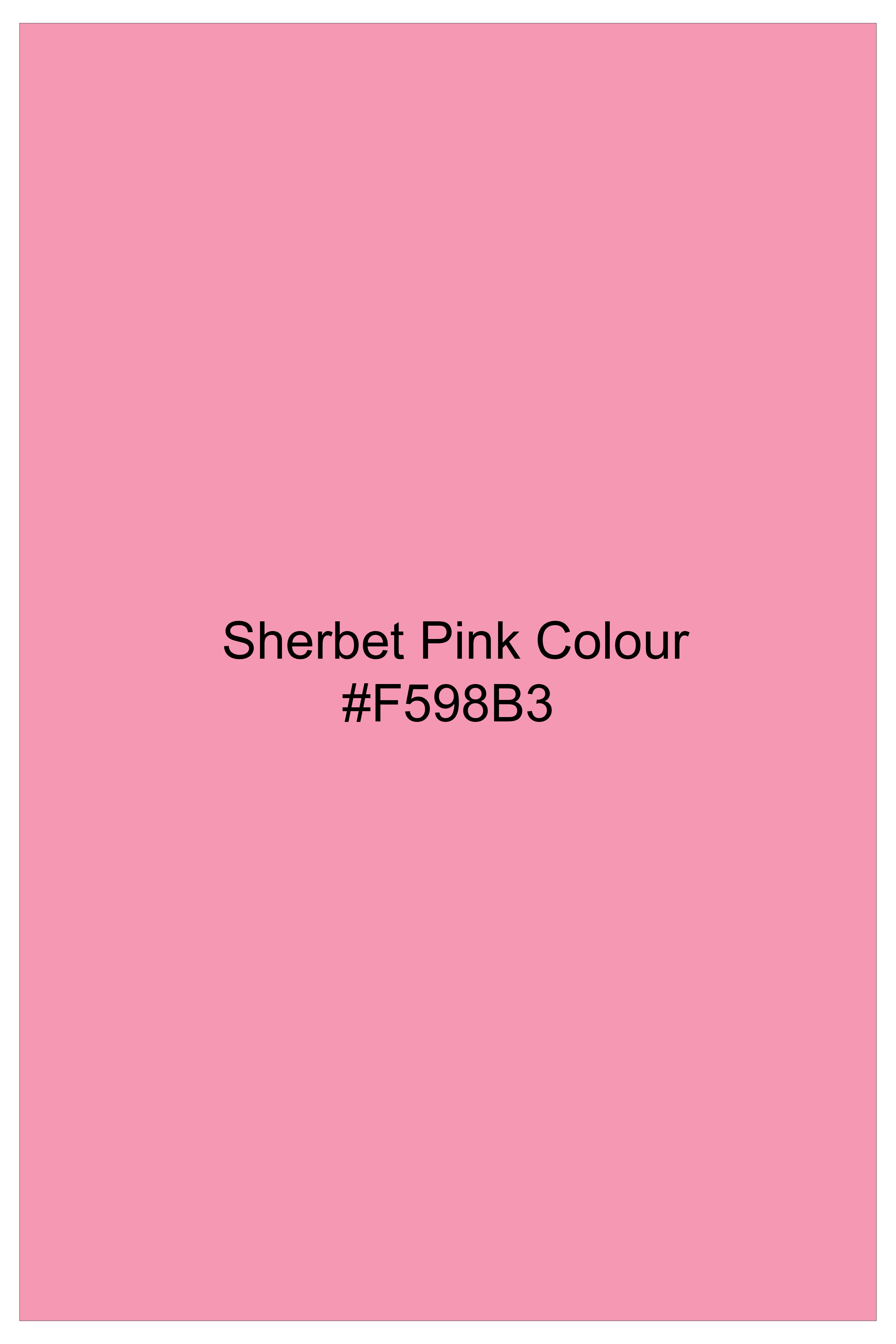 Zaffira-Sherbet Pink Striped Chambray Premium Cotton Semi Formal Shirt
