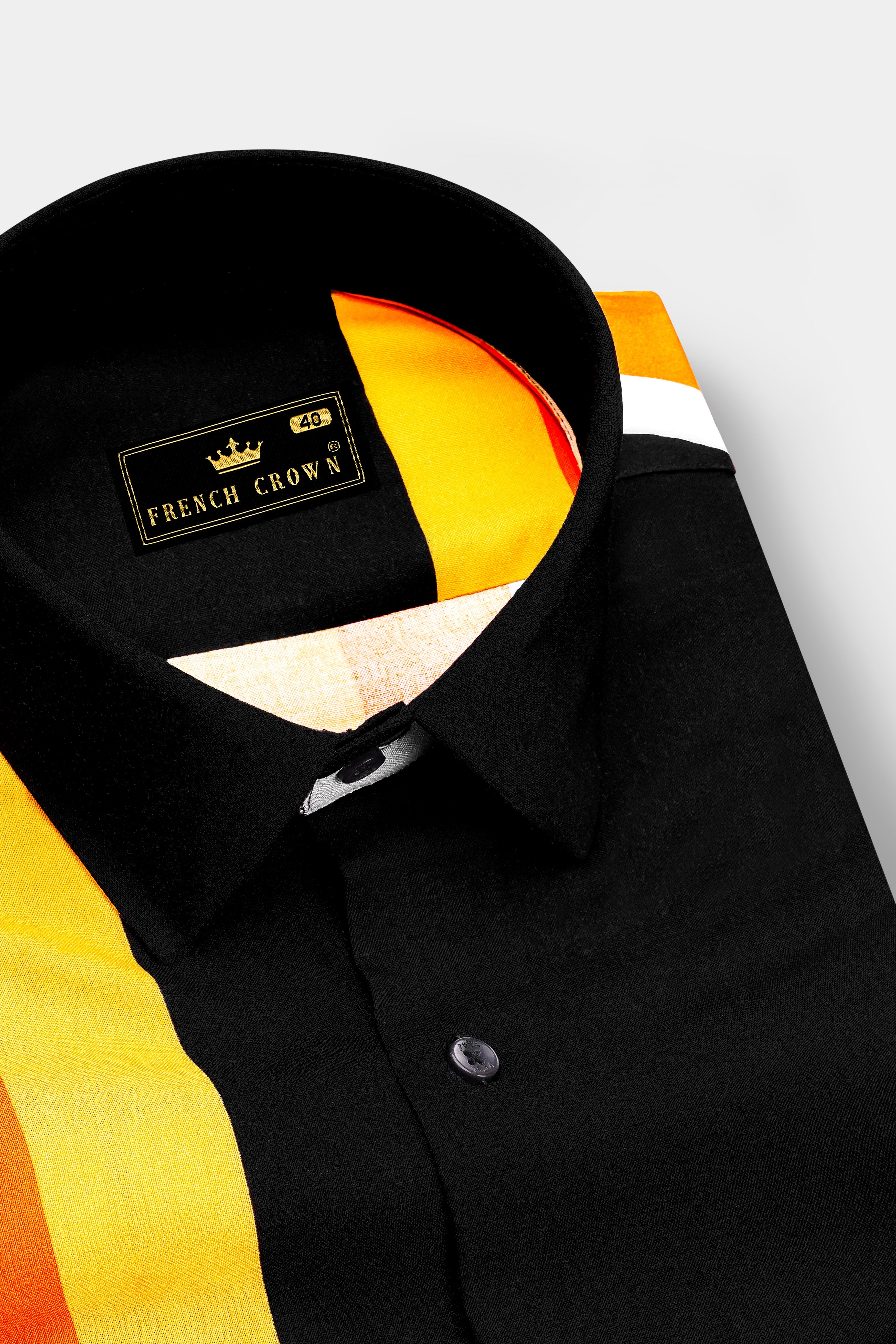 Veltrix-Jade Black And Mustard Yellow Multicolour Striped Super Soft Tencel Designer Casual Shirt