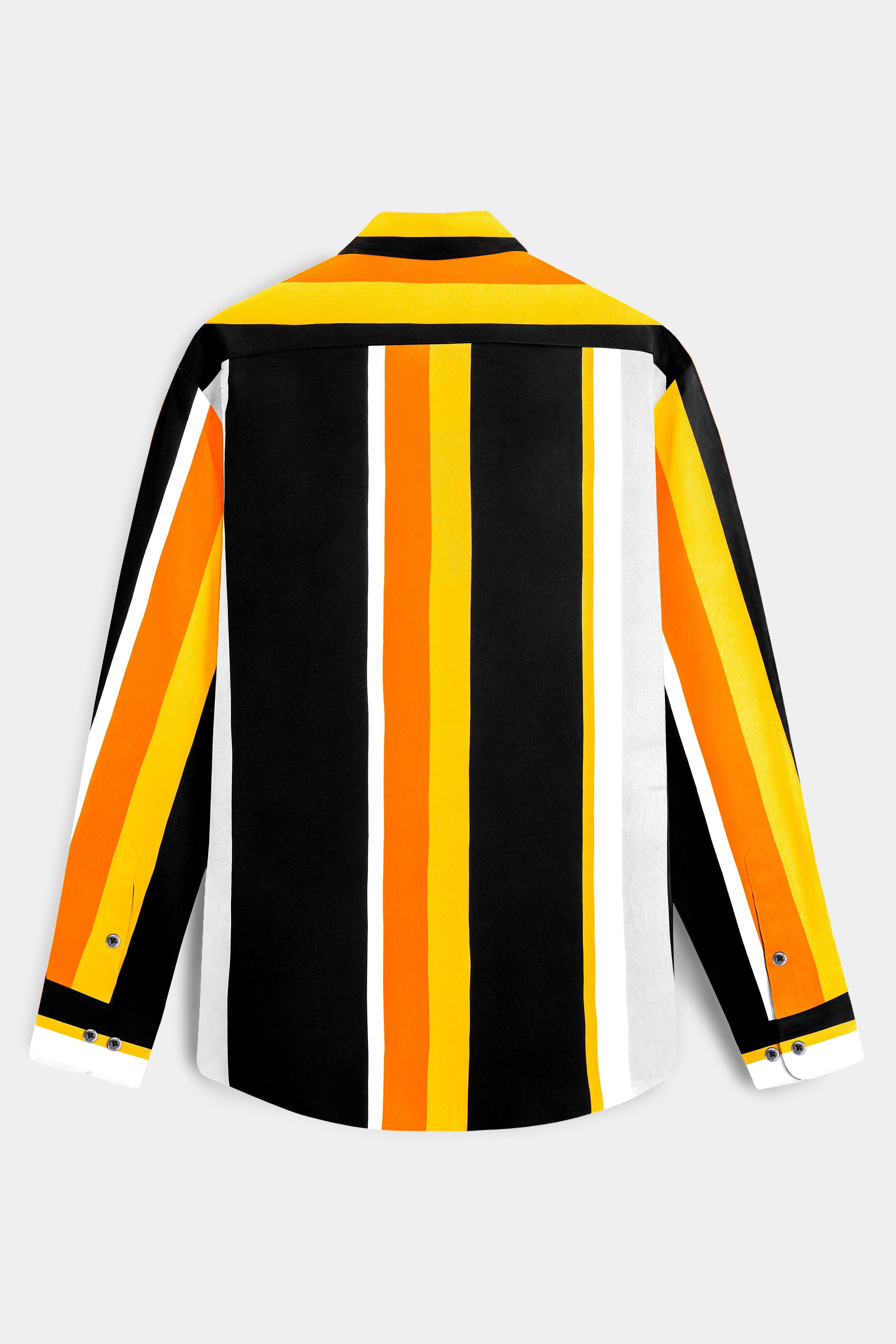 Veltrix-Jade Black And Mustard Yellow Multicolour Striped Super Soft Tencel Designer Casual Shirt