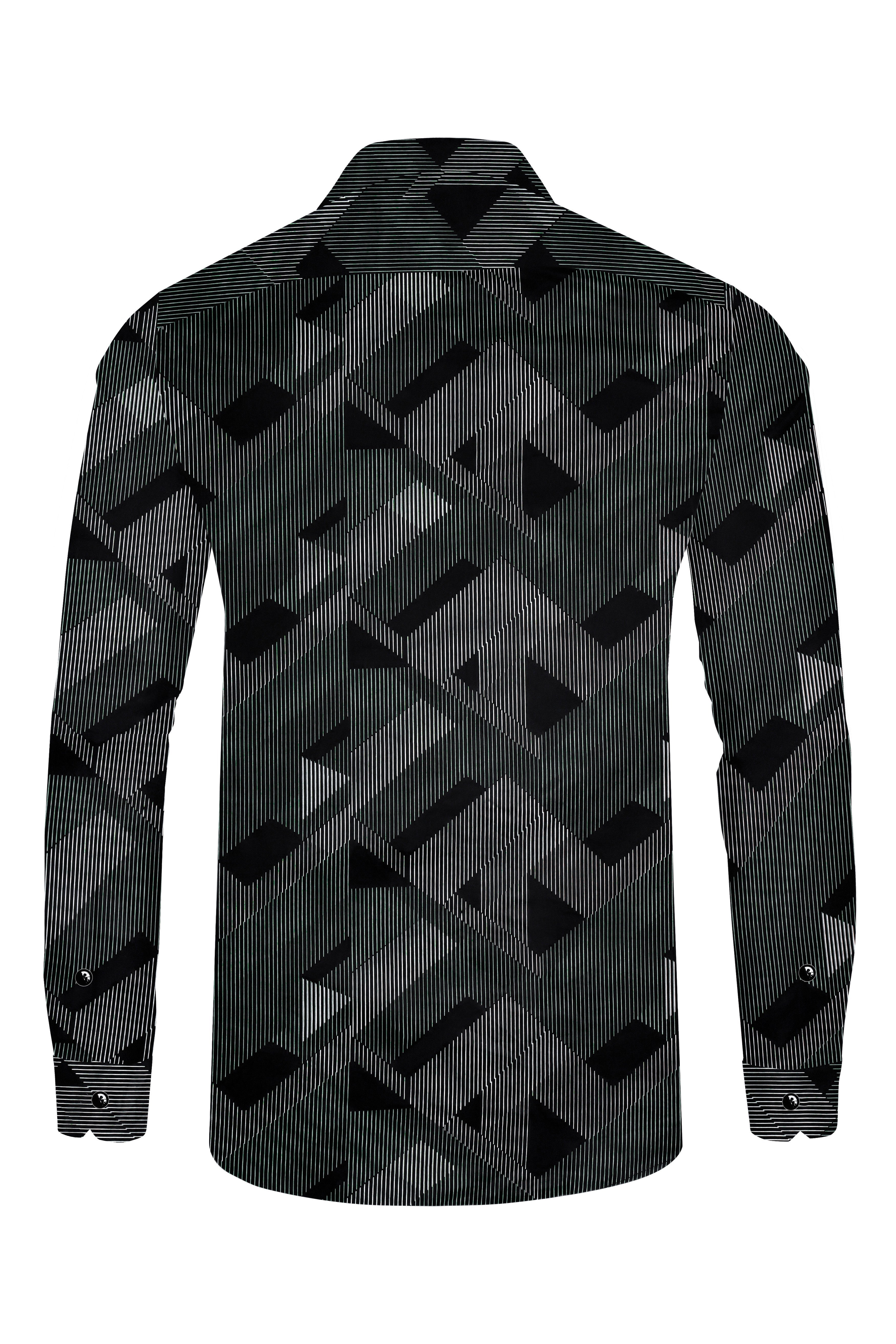 Midnight-Jade Black Printed Subtle Sheen Super Soft Premium Cotton Designer Casual Shirt
