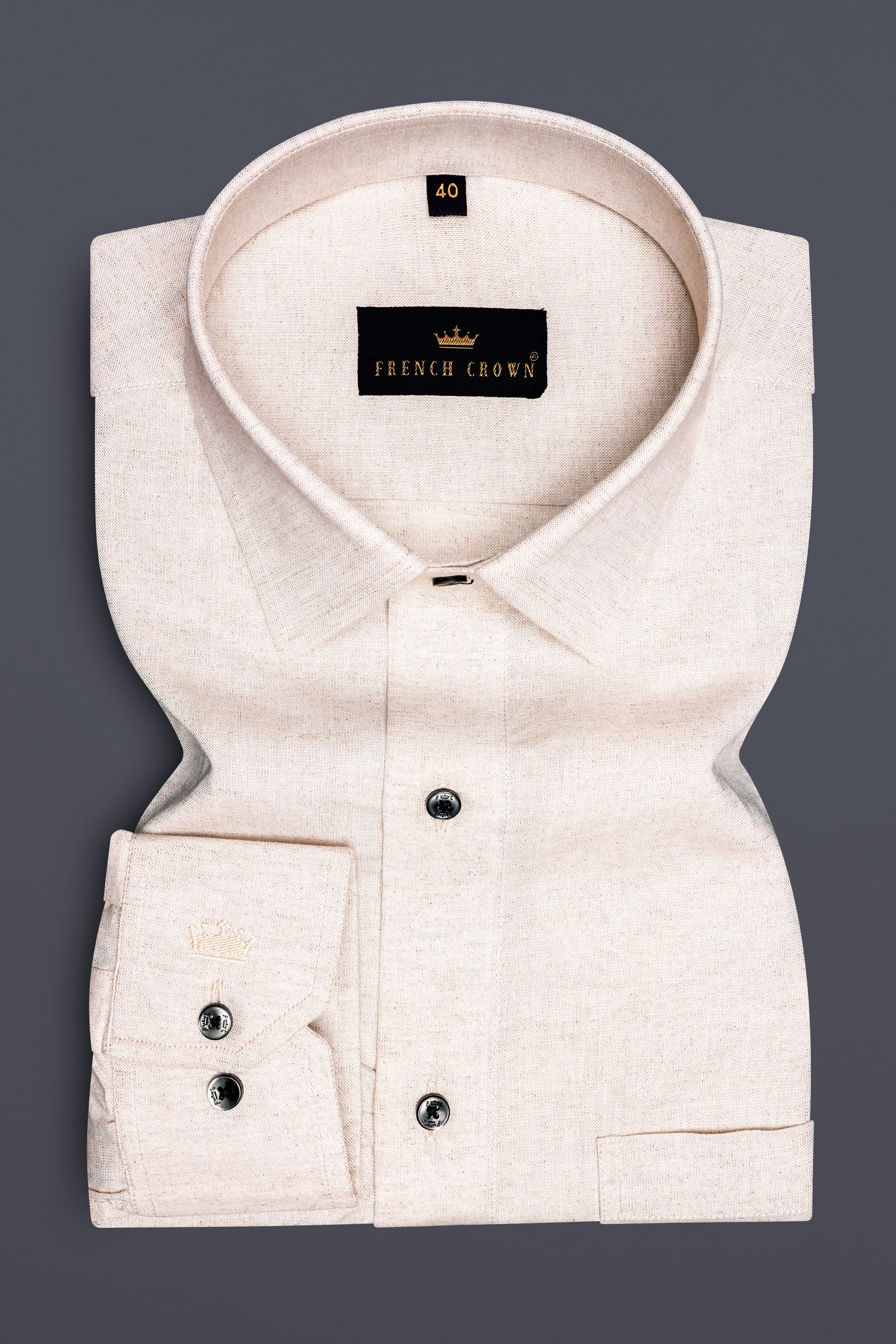 Liora-Swirl Cream Luxurious Linen Dress Shirt