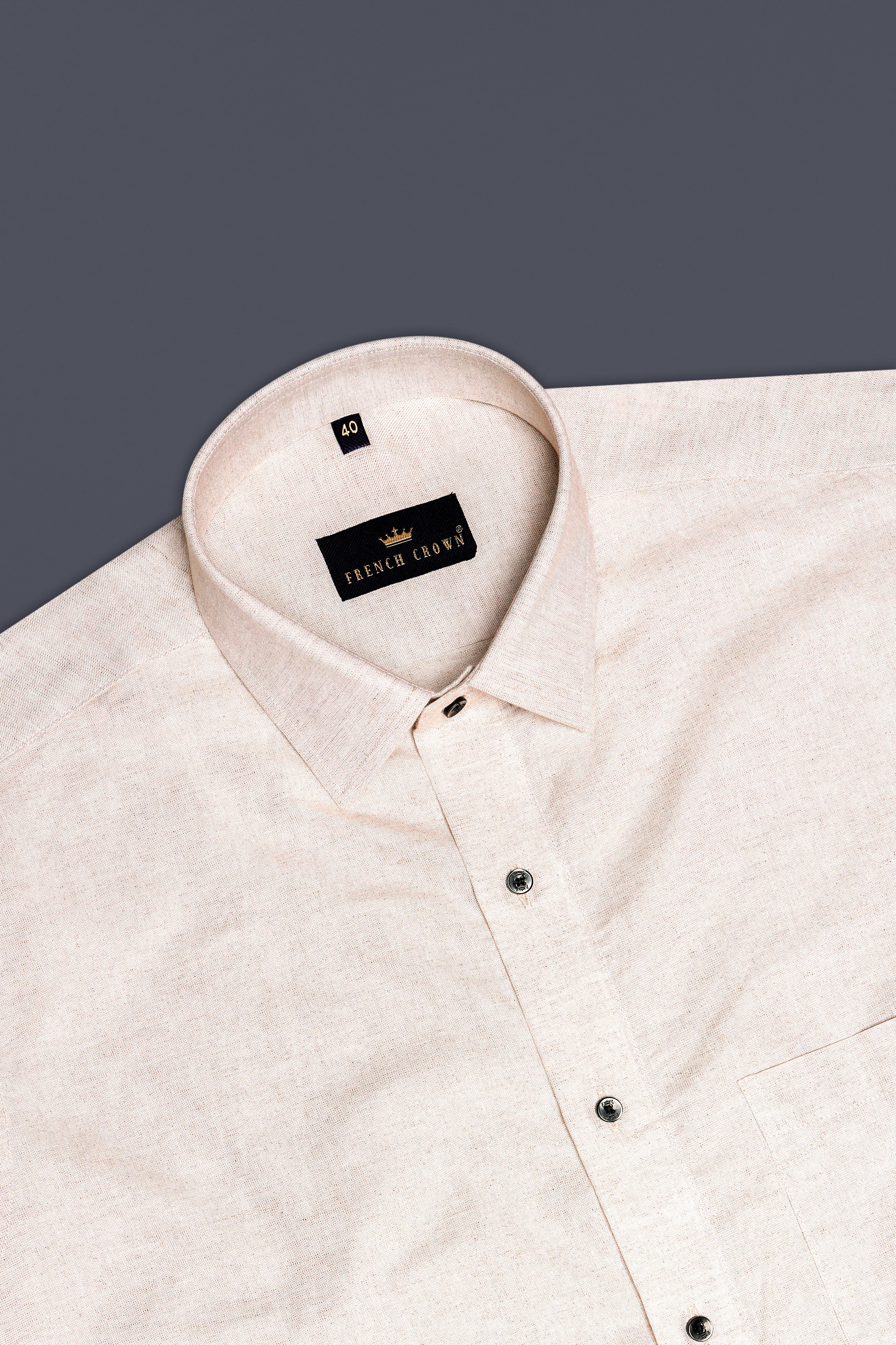 Liora-Swirl Cream Luxurious Linen Dress Shirt