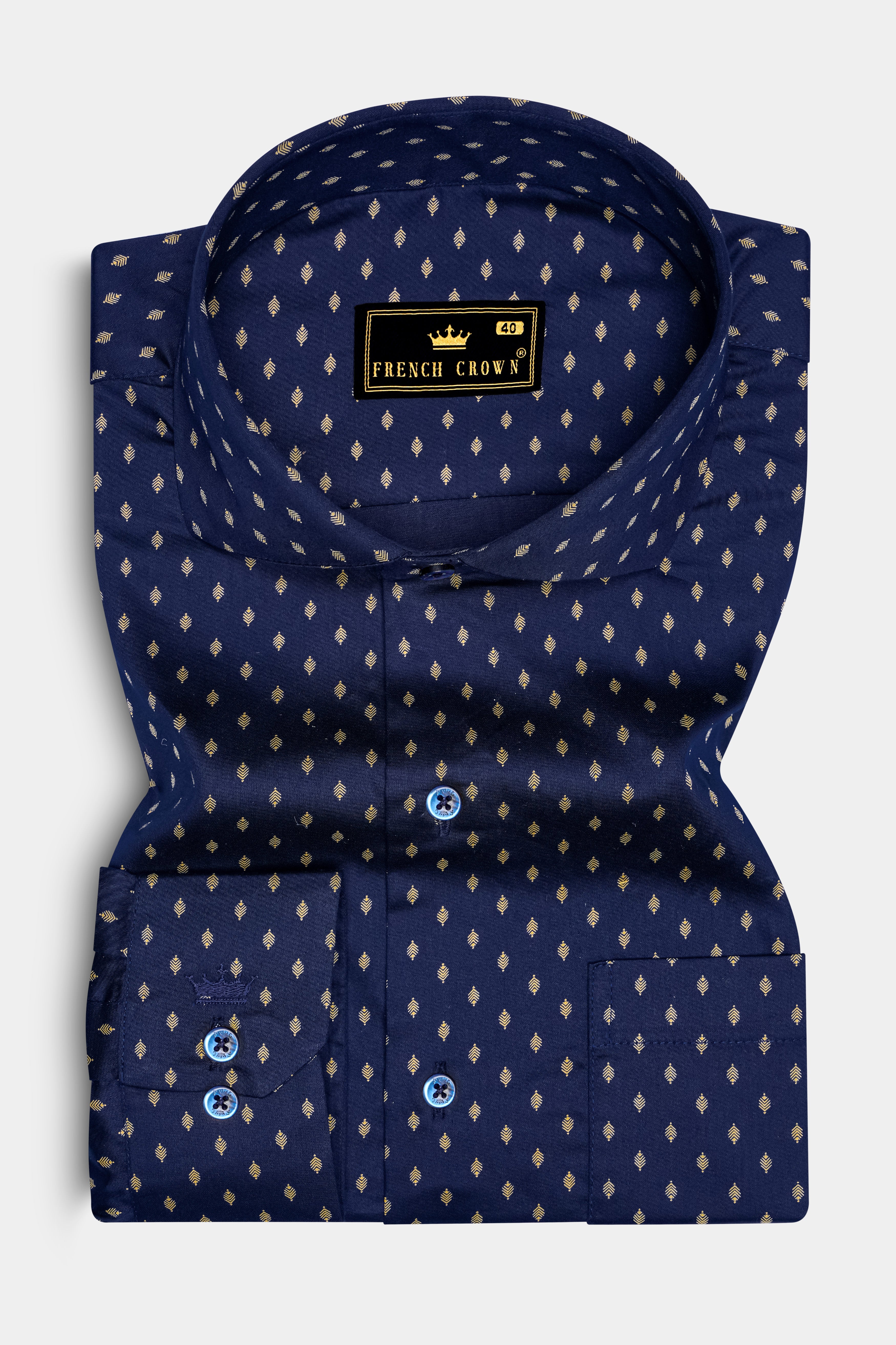 Cyanor-Tealish Blue Printed Subtle Sheen Super Soft Premium Cotton Dress Shirt