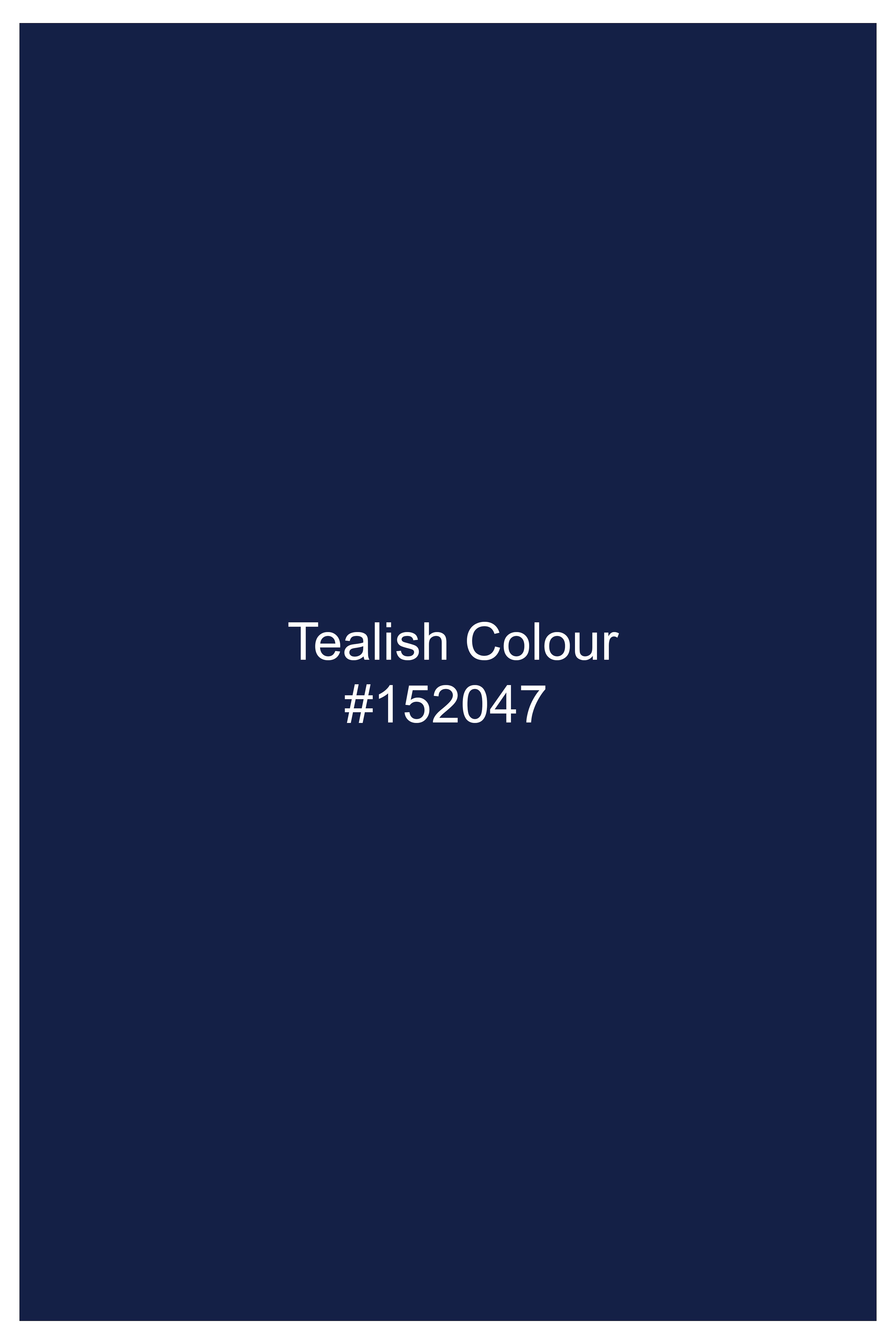 Cyanor-Tealish Blue Printed Subtle Sheen Super Soft Premium Cotton Dress Shirt
