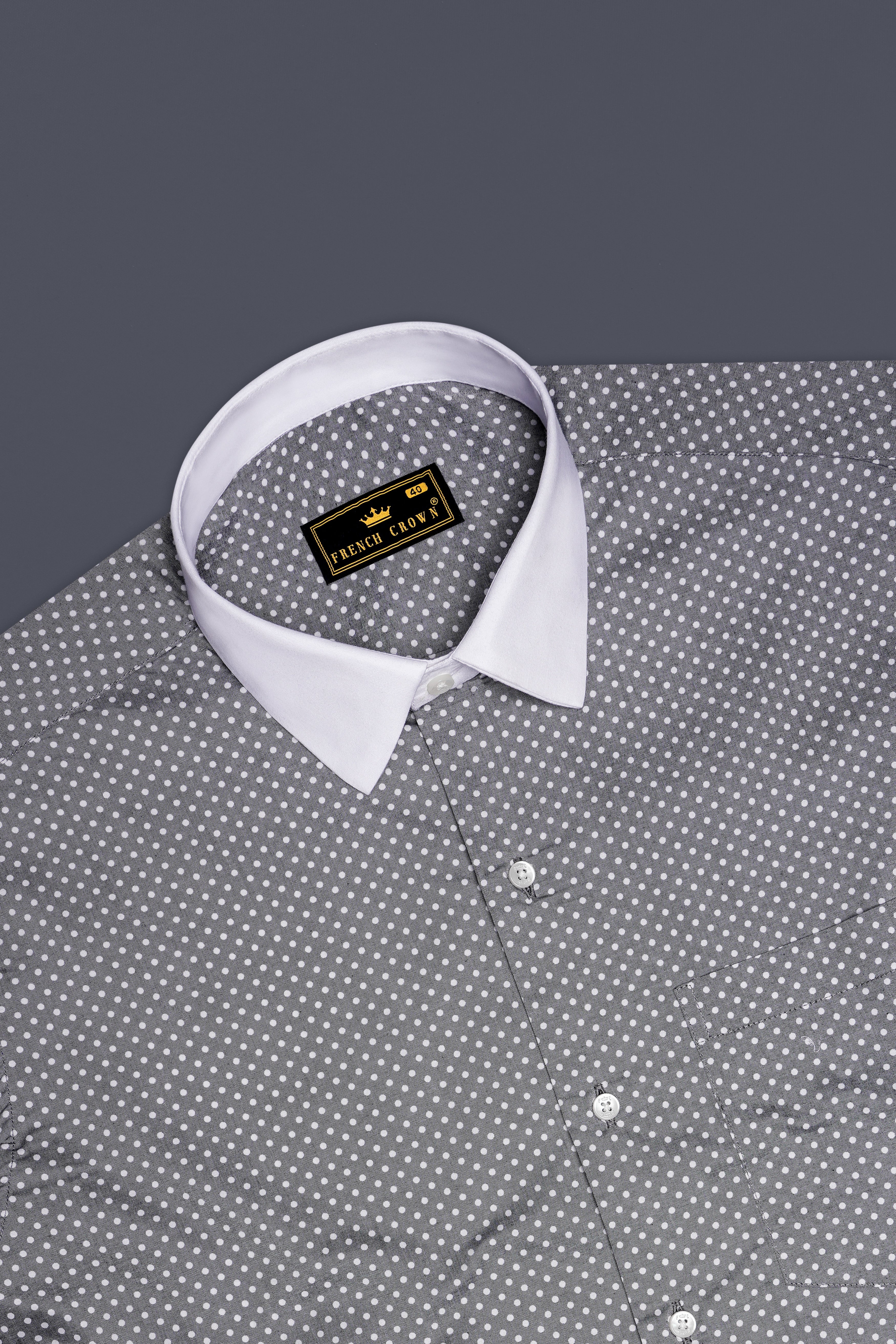 Glintar-Venus Gray Printed Chambray Premium Cotton Dress Shirt