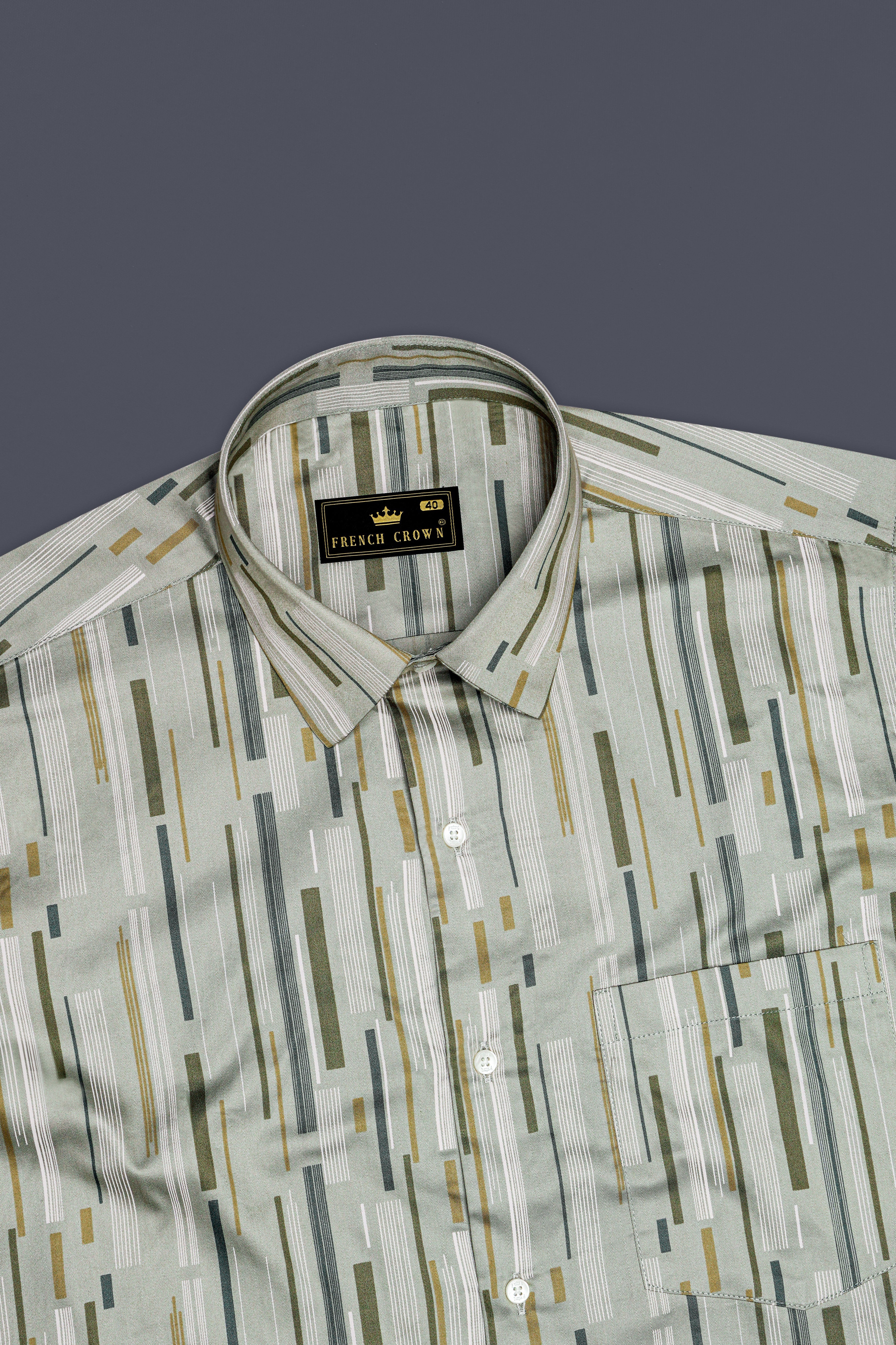Foglyn-Surf Gray Printed Subtle Sheen Super Soft Premium Cotton Semi Formal Shirt