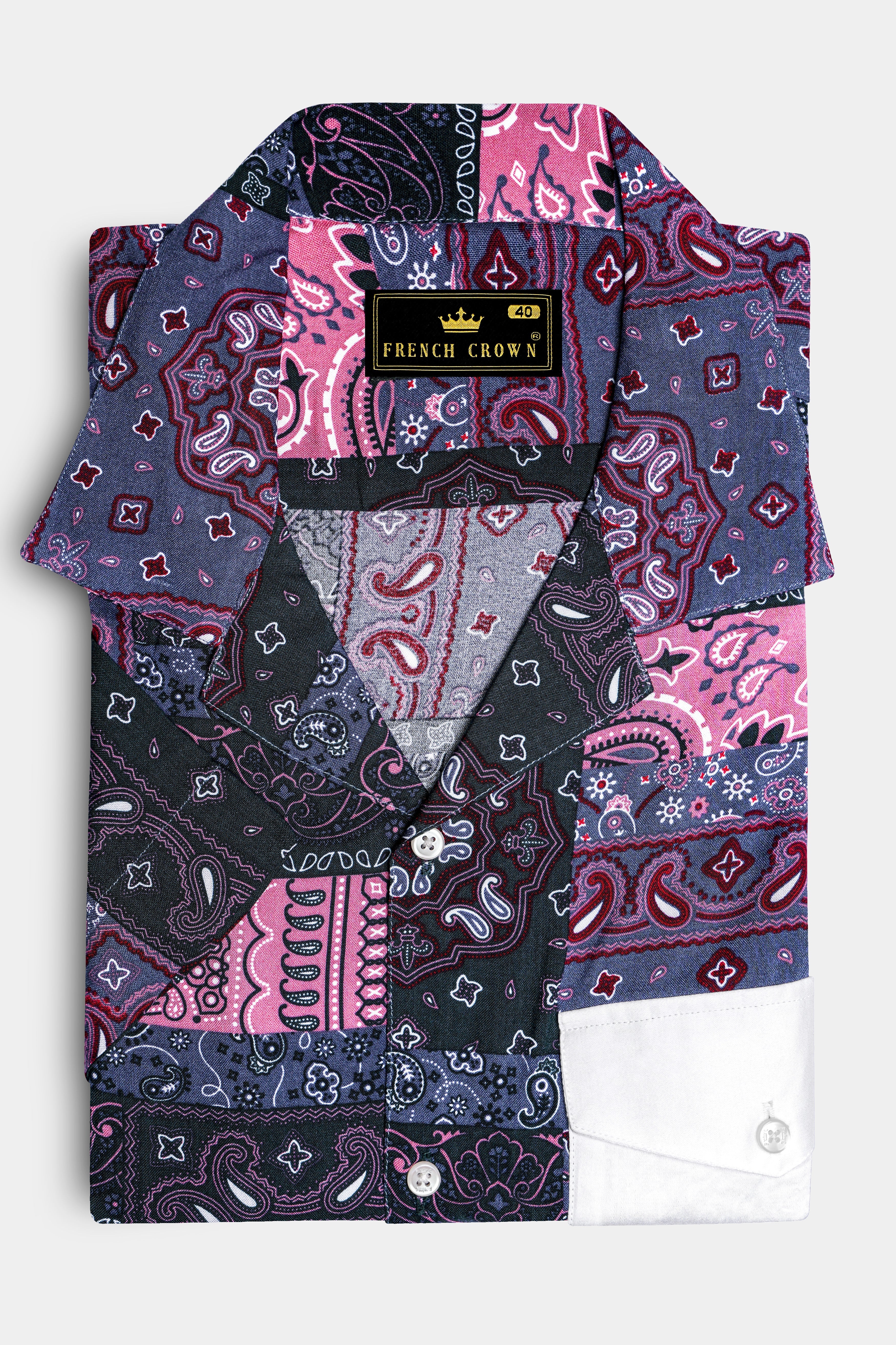 Vinelle-Mulled Wine Purple And Viola Pink Printed Multicolour Super Soft Tencel Designer Casual Shirt