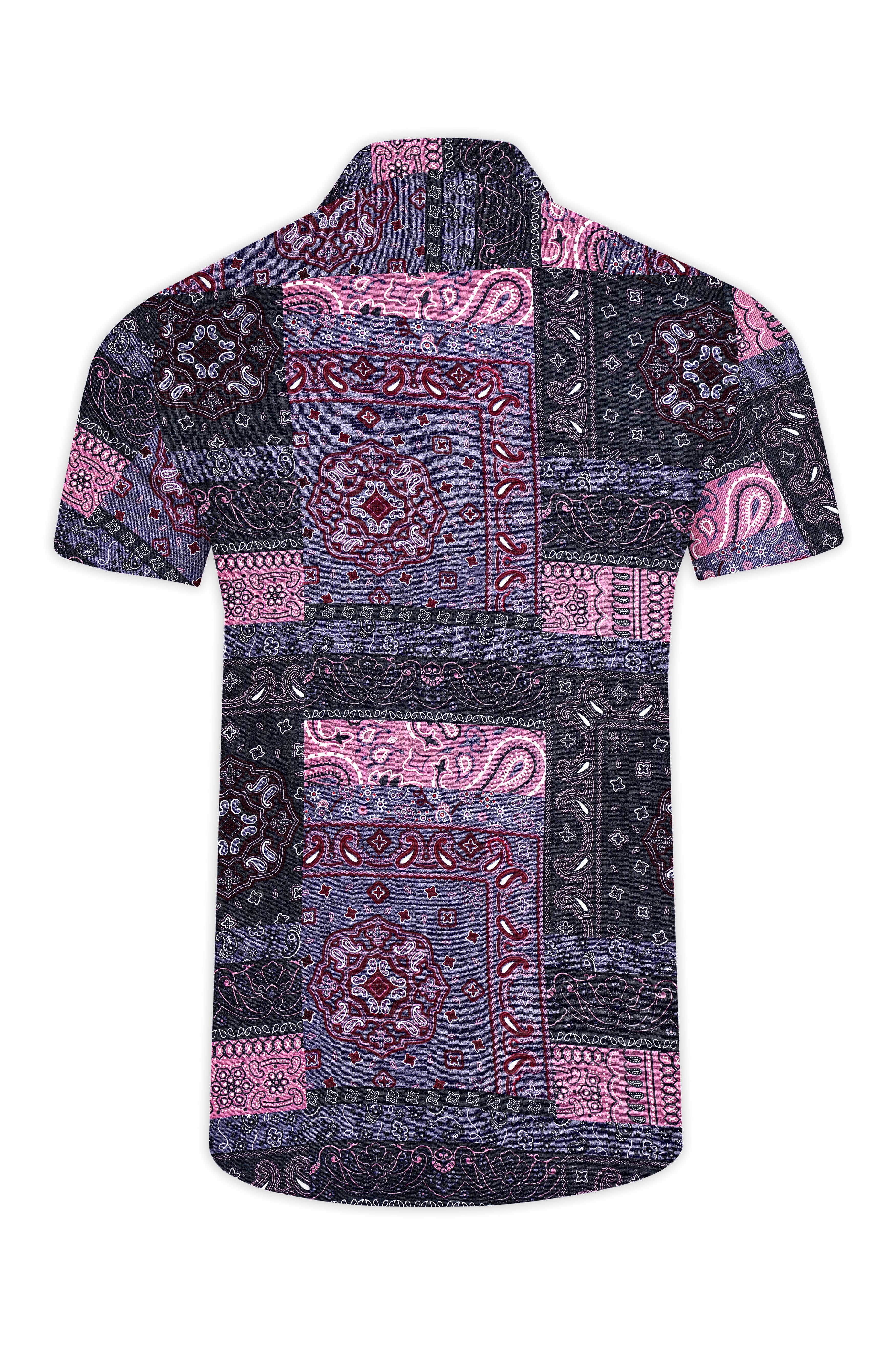 Vinelle-Mulled Wine Purple And Viola Pink Printed Multicolour Super Soft Tencel Designer Casual Shirt