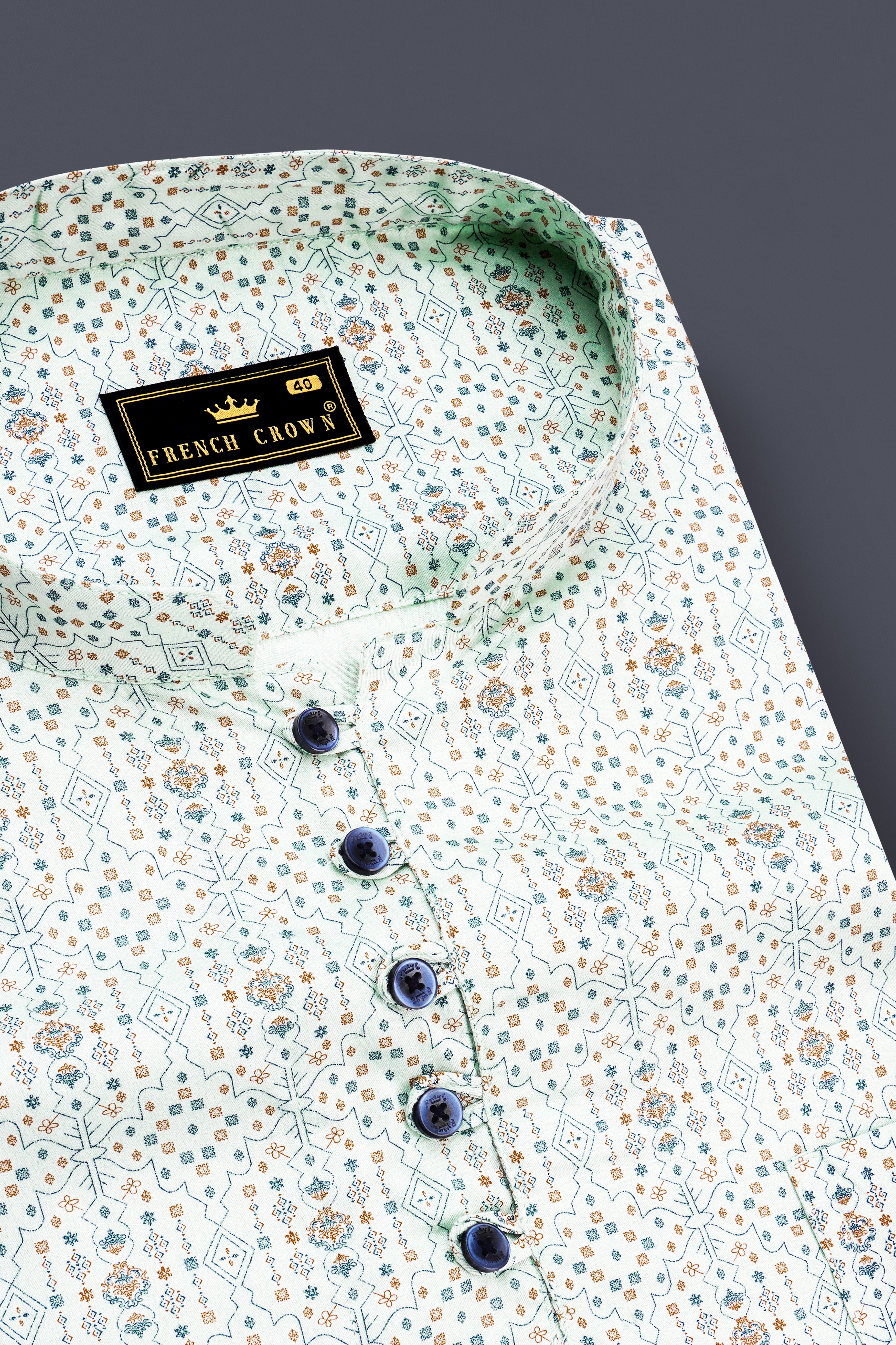 Mistique-Sea Mist Green Printed Subtle Sheen Super Soft Premium Cotton Casual Shirt