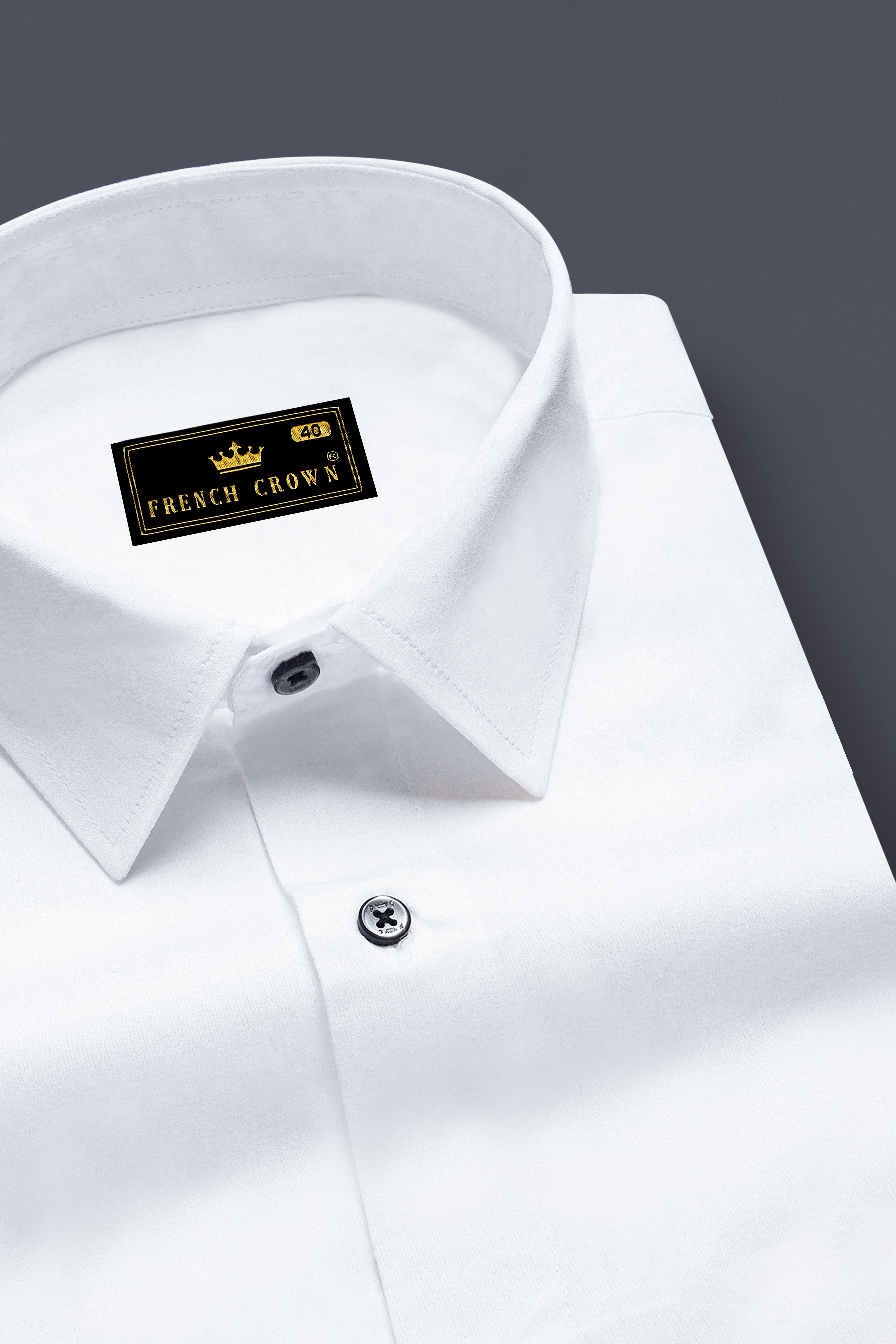 Vervon-Bright White Brand Acronym Embroidered Subtle Sheen Super Soft Premium Cotton Designer Shirt
