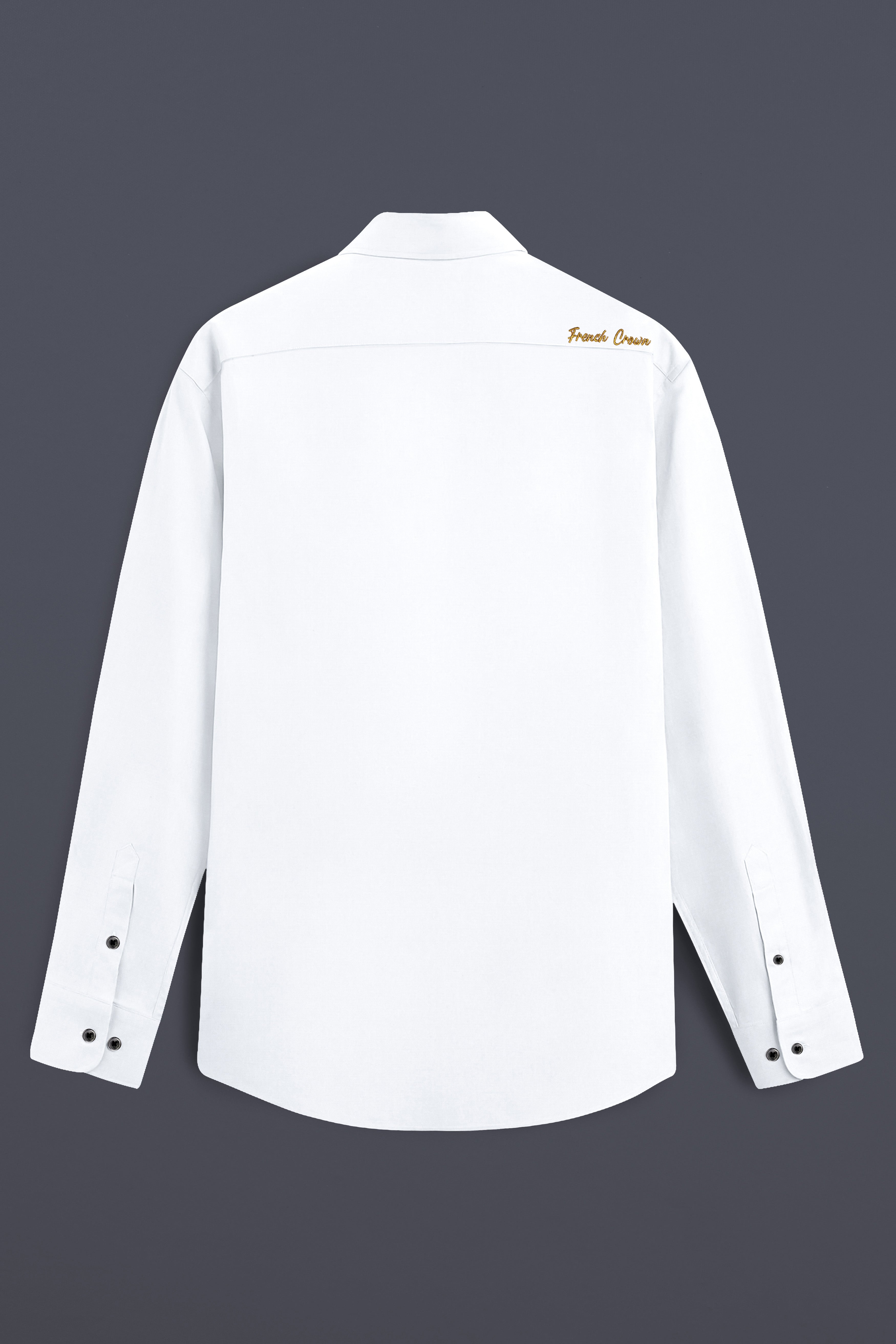 Vervon-Bright White Brand Acronym Embroidered Subtle Sheen Super Soft Premium Cotton Designer Shirt
