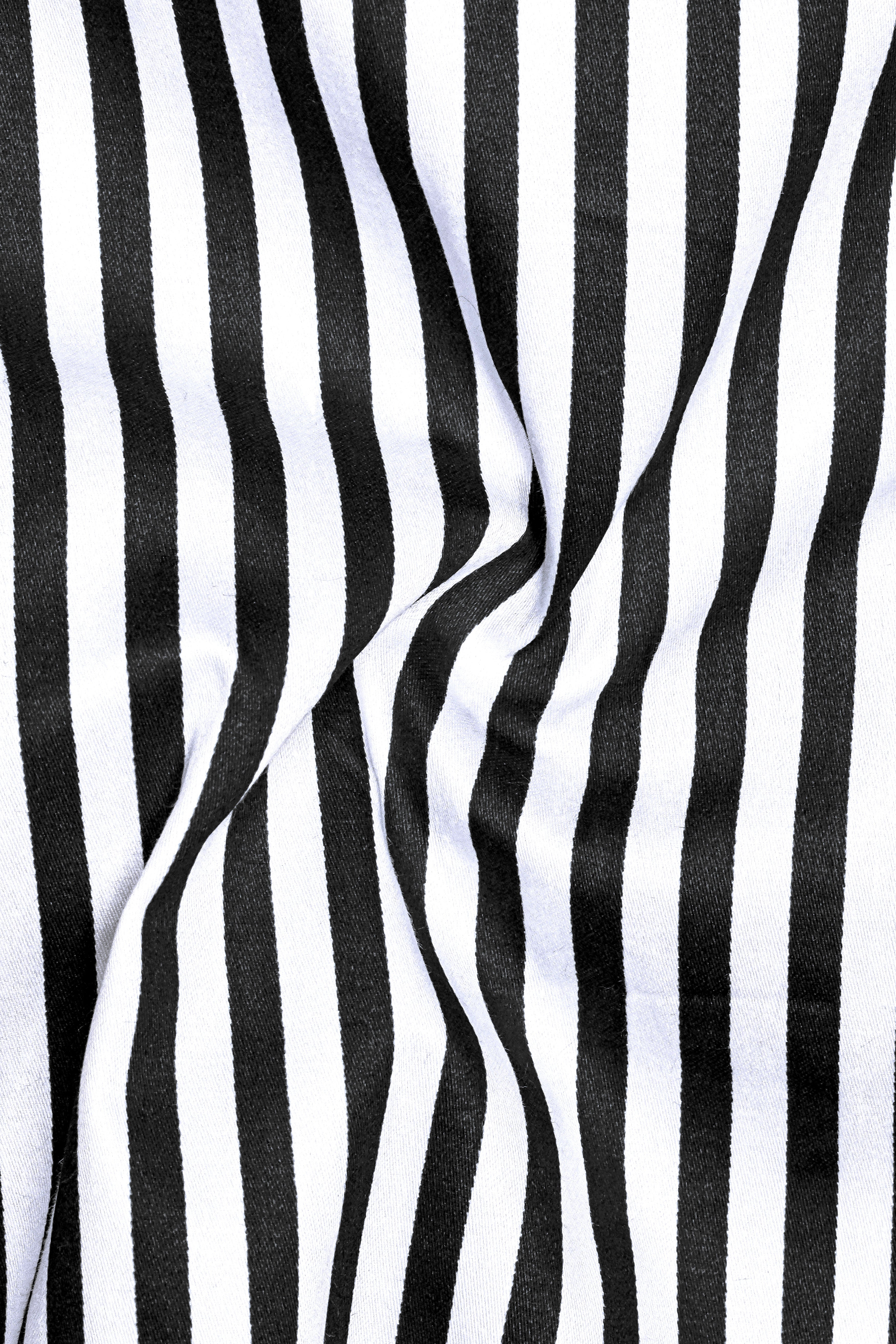 Noirlyn-Jade Black And Bright White Striped Super Soft Premium Cotton Formal White Cuff Collar Shirt