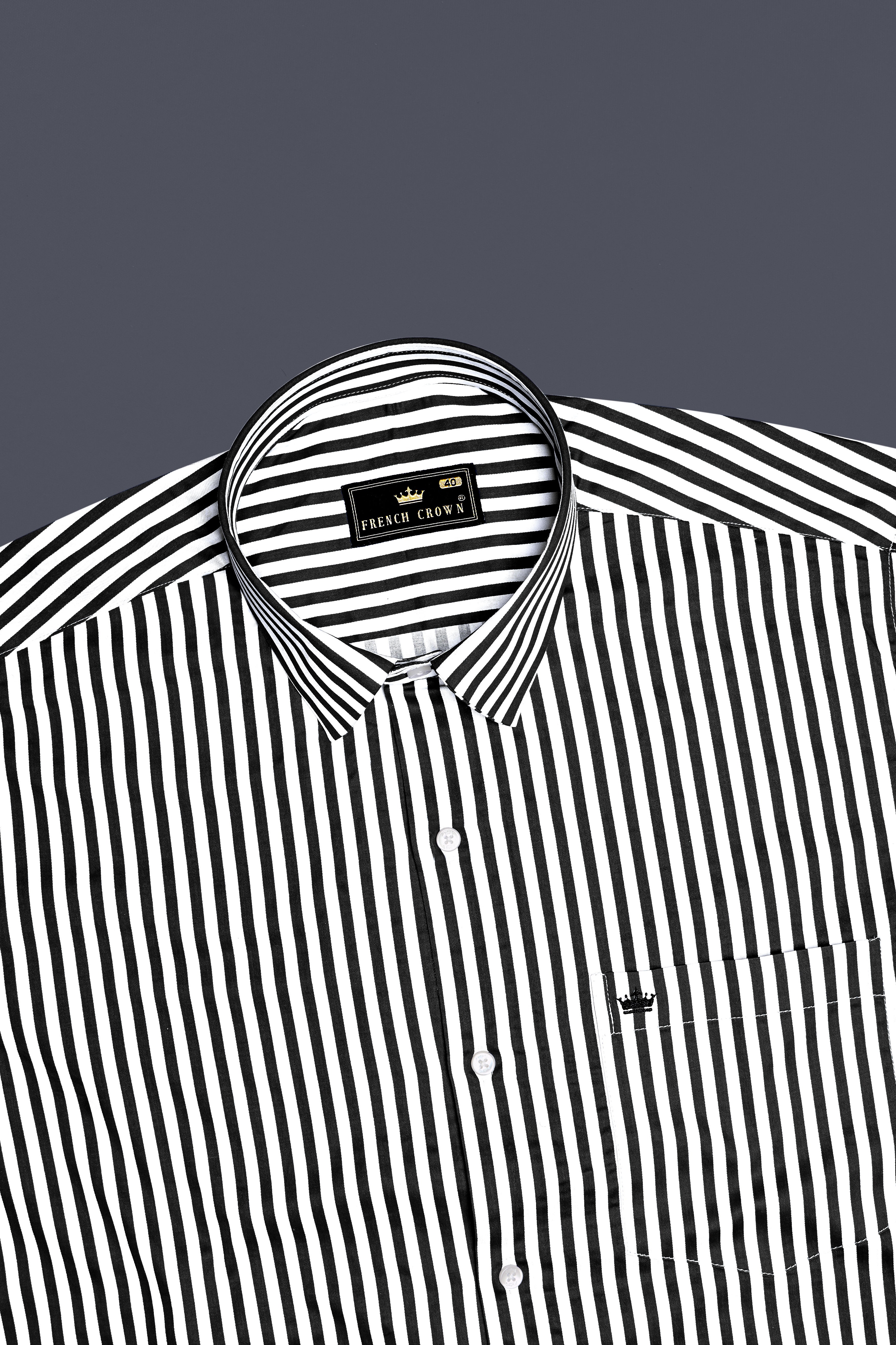 Noirlyn-Jade Black And Bright White Striped Subtle Sheen Super Soft Premium Cotton Dress Shirt