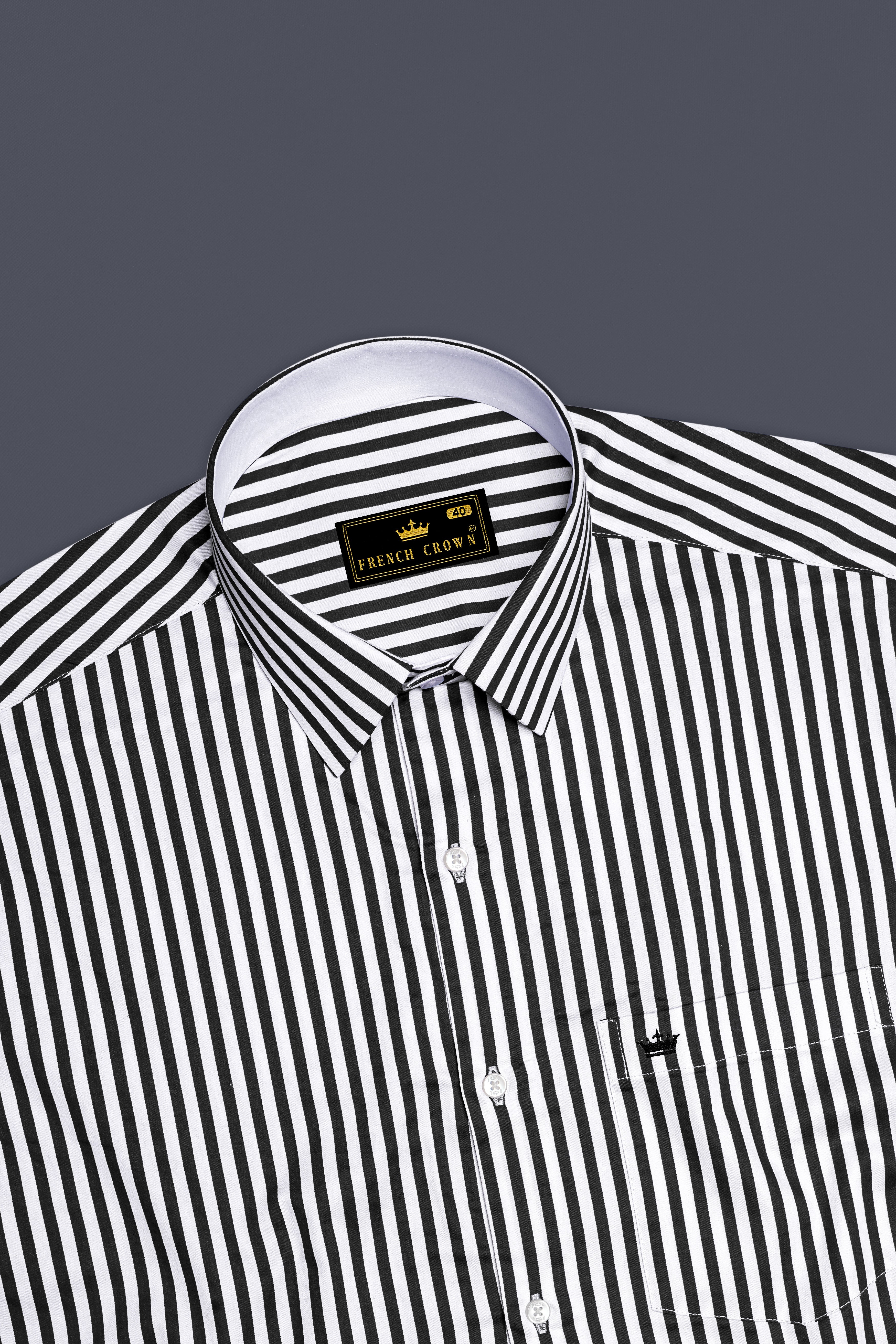Noirlyn-Jade Black And Bright White Striped Super Soft Premium Cotton Dress Shirt