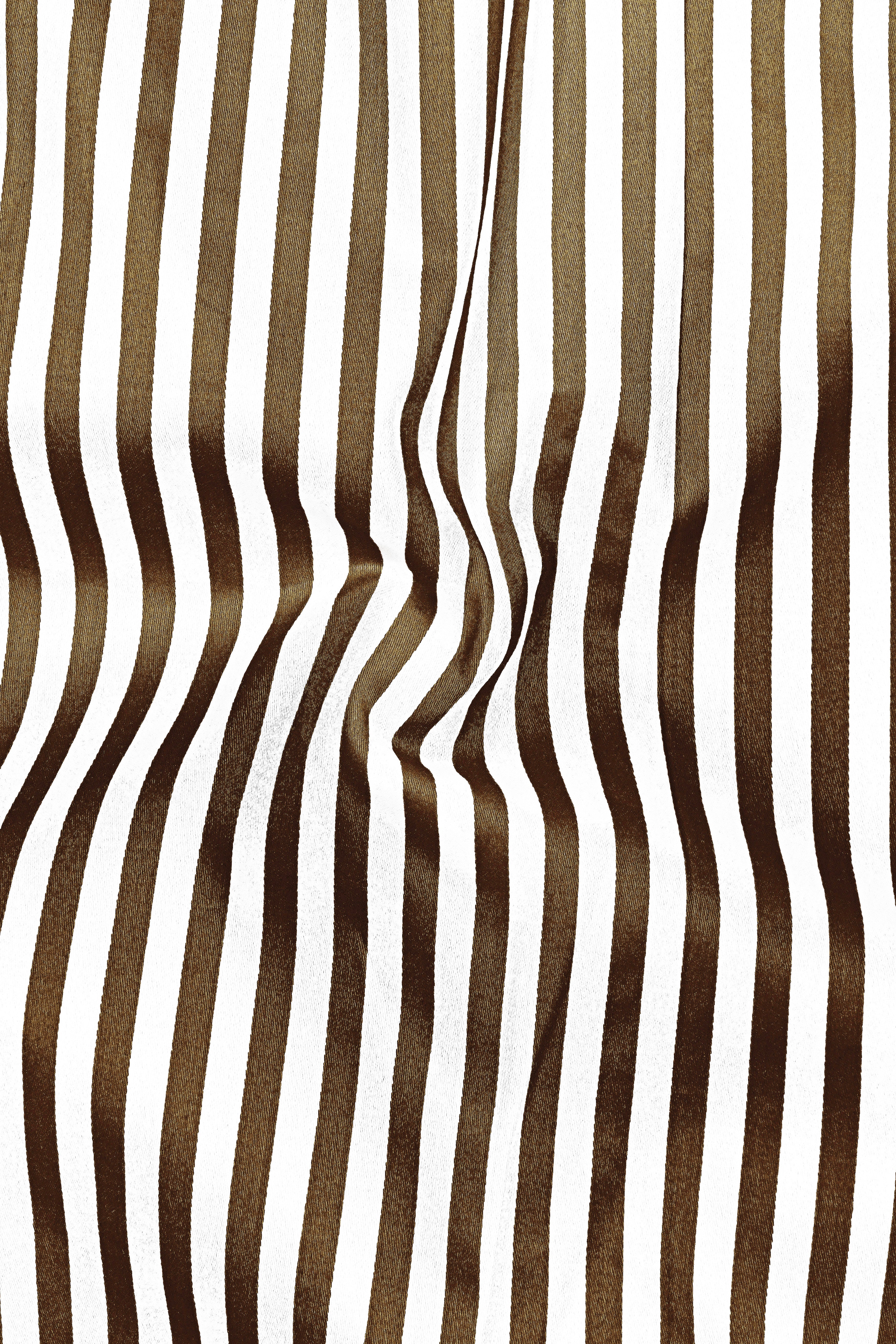 Metavue-Metallic Brown And Bright White Striped Subtle Sheen Super Soft Premium Cotton Dress Shirt