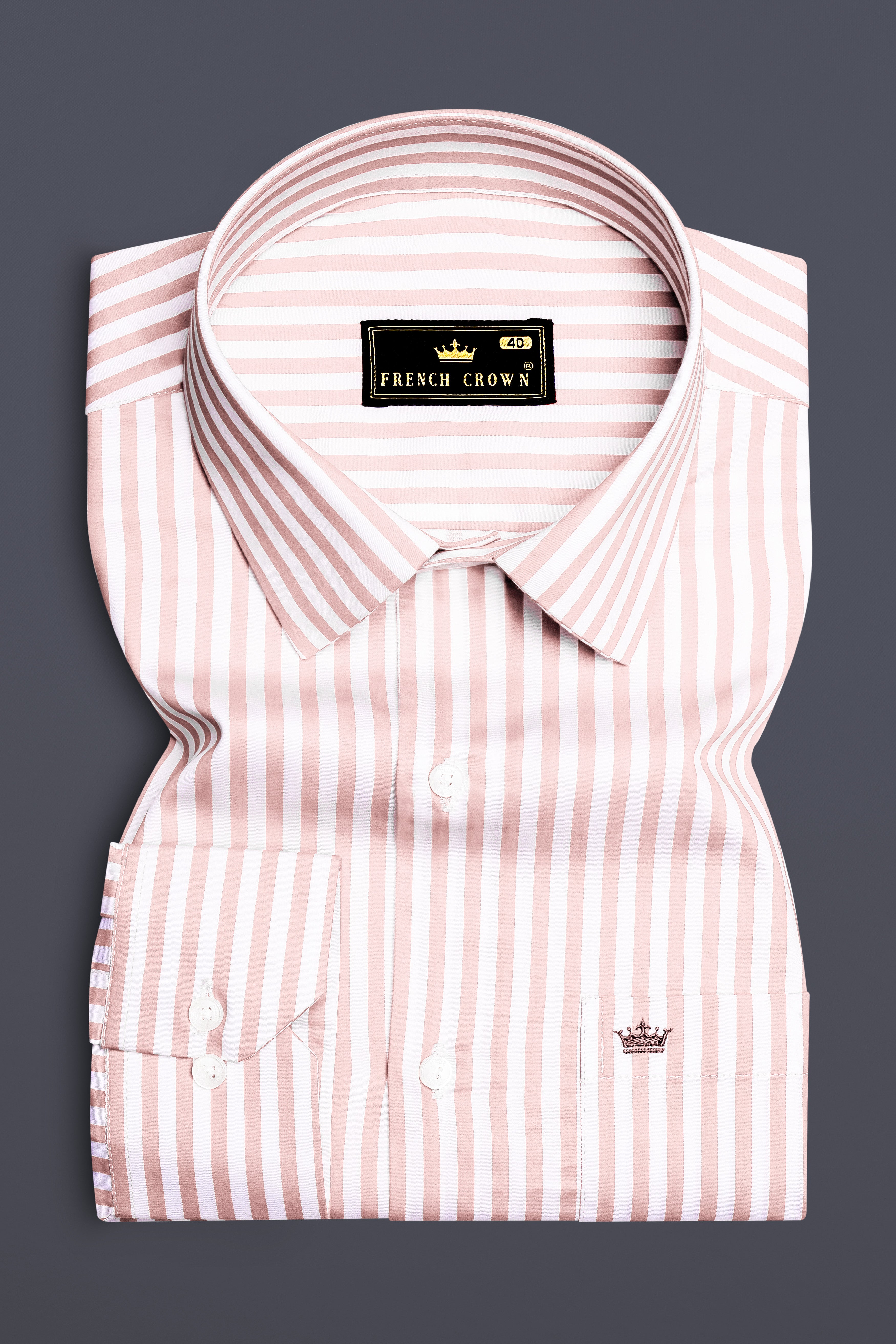 Roselure-Carousel Pink And Bright White Striped Subtle Sheen Super Soft Premium Cotton Dress Shirt