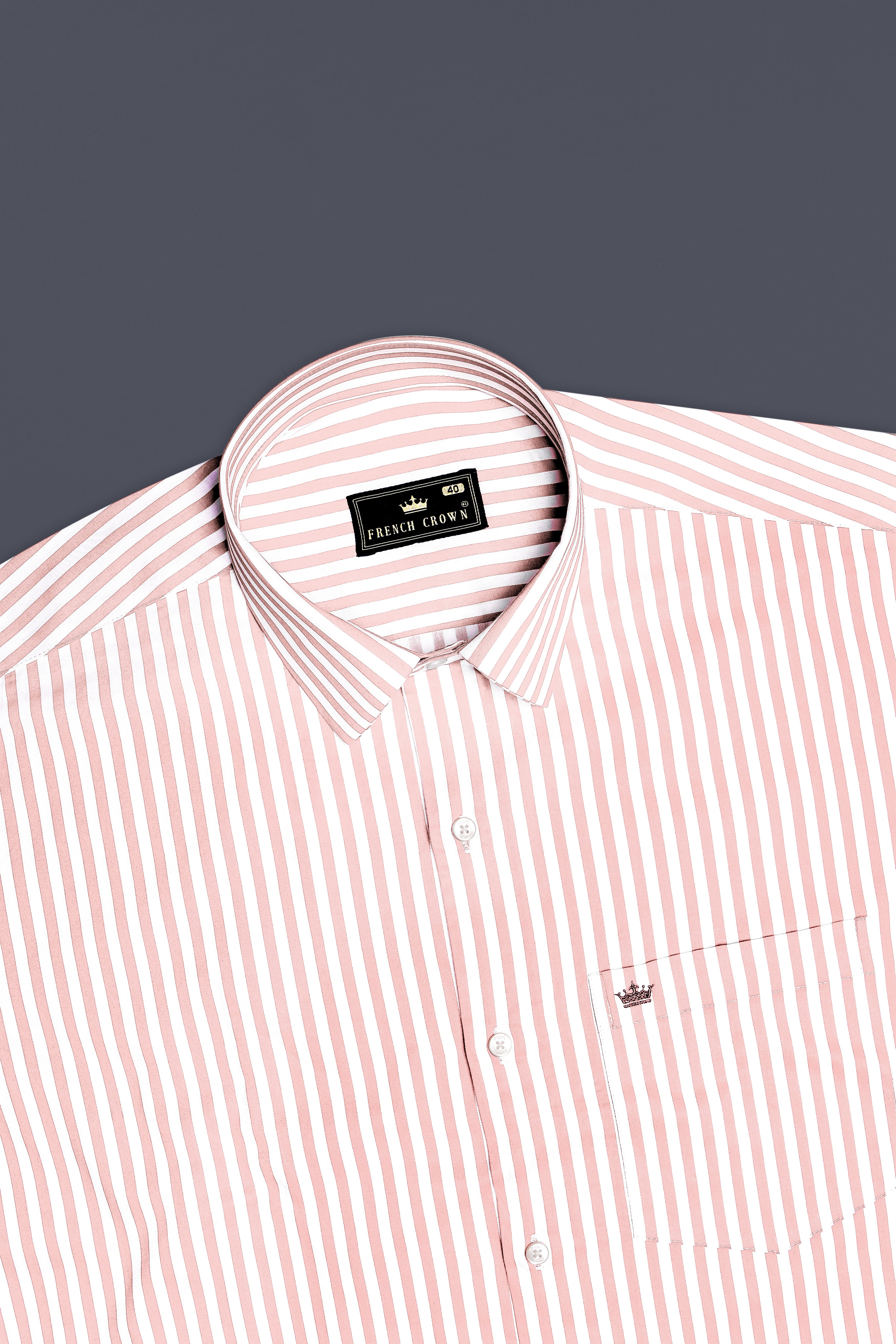 Roselure-Carousel Pink And Bright White Striped Subtle Sheen Super Soft Premium Cotton Dress Shirt