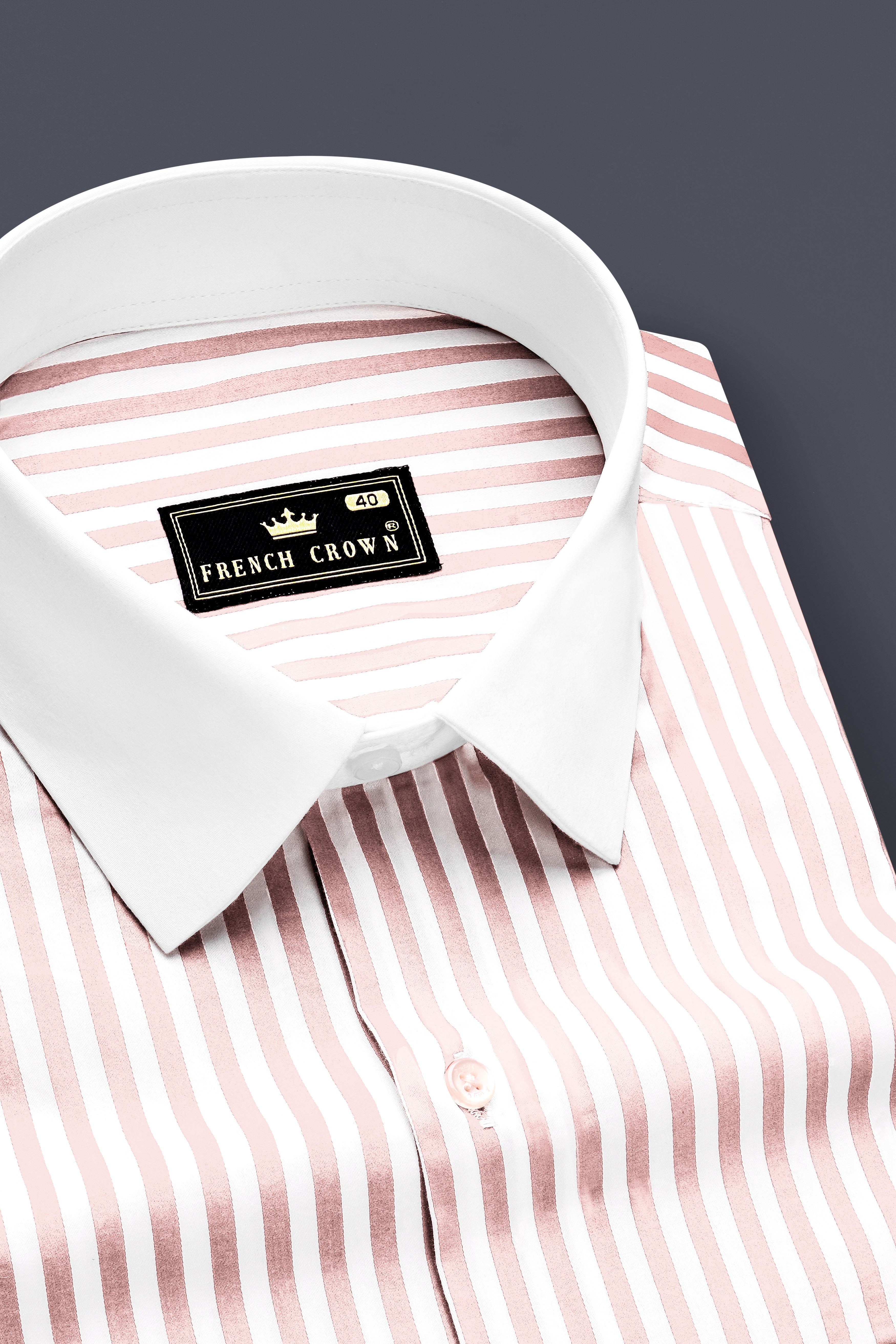 Roselure-Carousel Pink And Bright White Striped Super Soft Premium Cotton Formal White Cuff Collar Shirt
