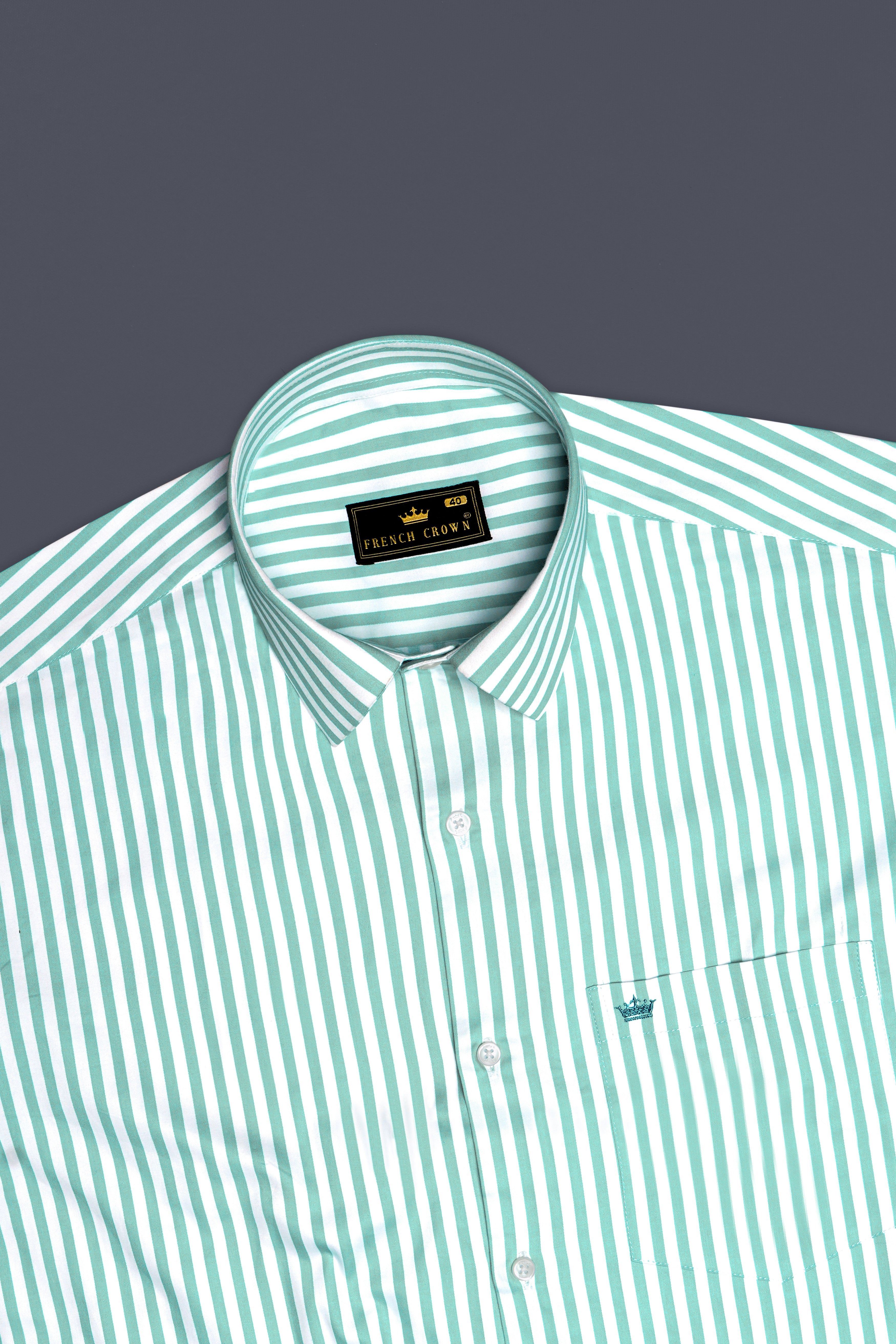 Glacira-Blizzard Blue And Bright White Striped Subtle Sheen Super Soft Premium Cotton Dress Shirt