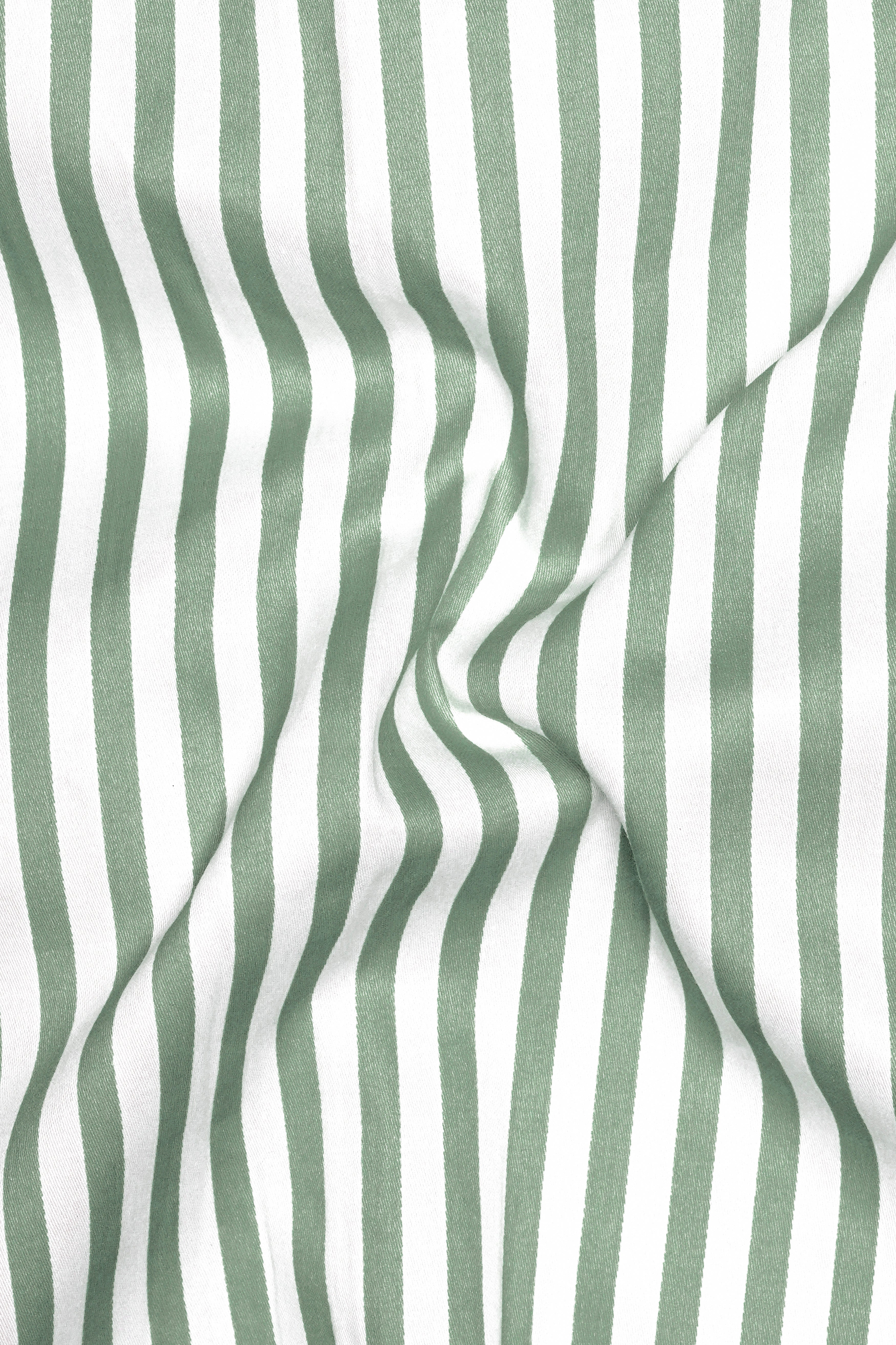Frescira-Viridian Green And Bright White Striped Subtle Sheen Super Soft Premium Cotton Dress Shirt