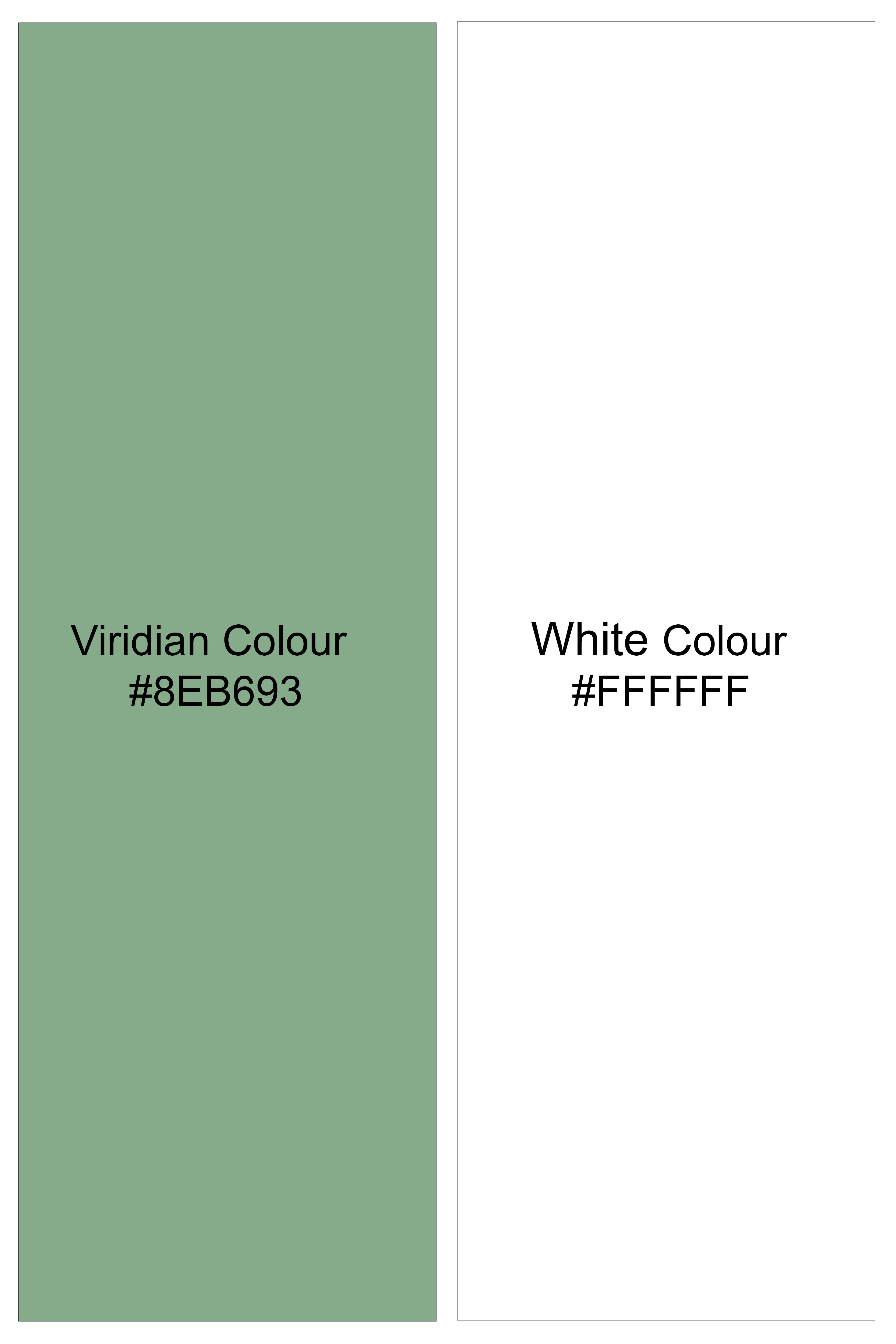 Frescira-Viridian Green And Bright White Striped Subtle Sheen Super Soft Premium Cotton Dress Shirt