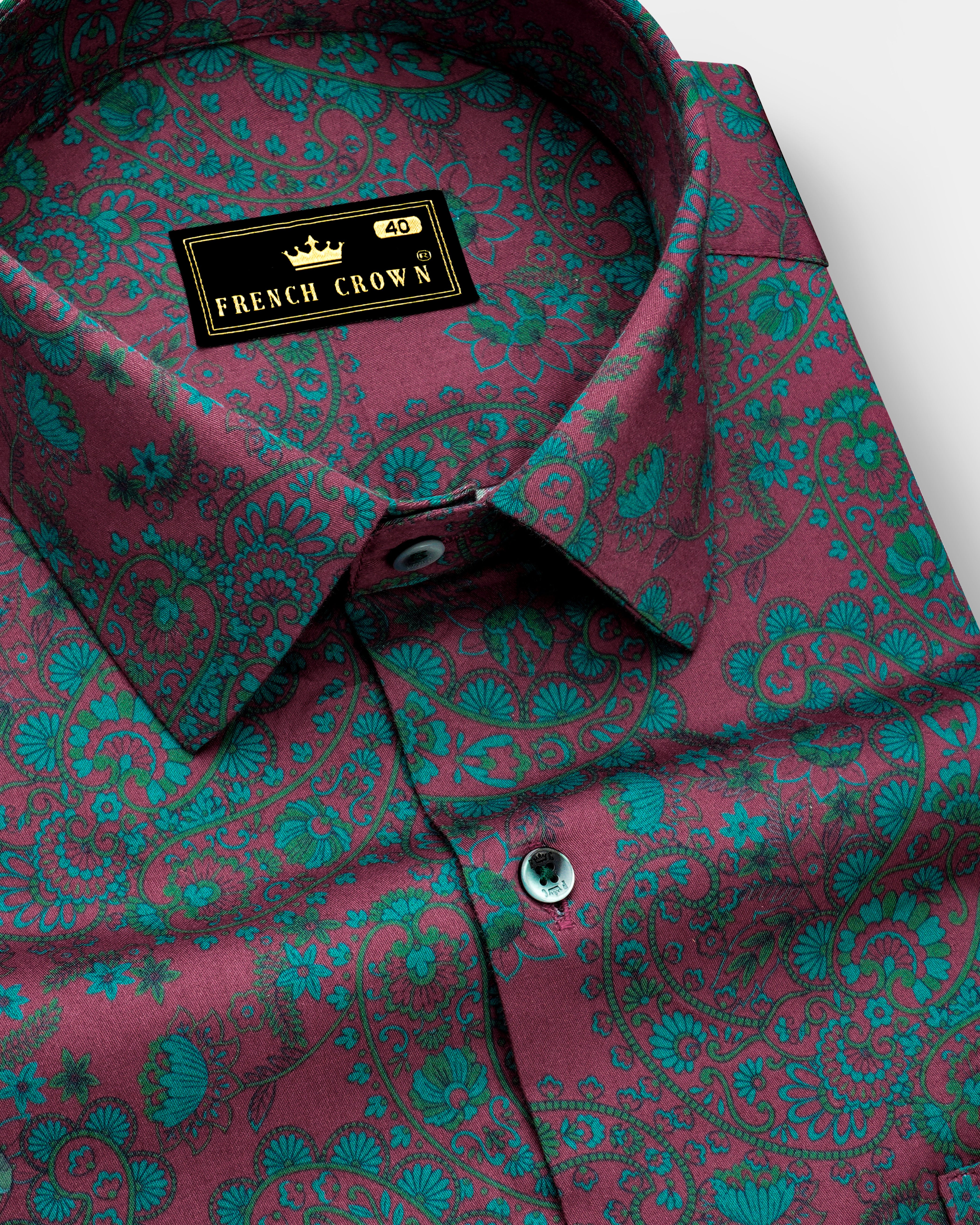 Comelot Maroon And Surfie Green Paisley Prints Semi Formal Premium
