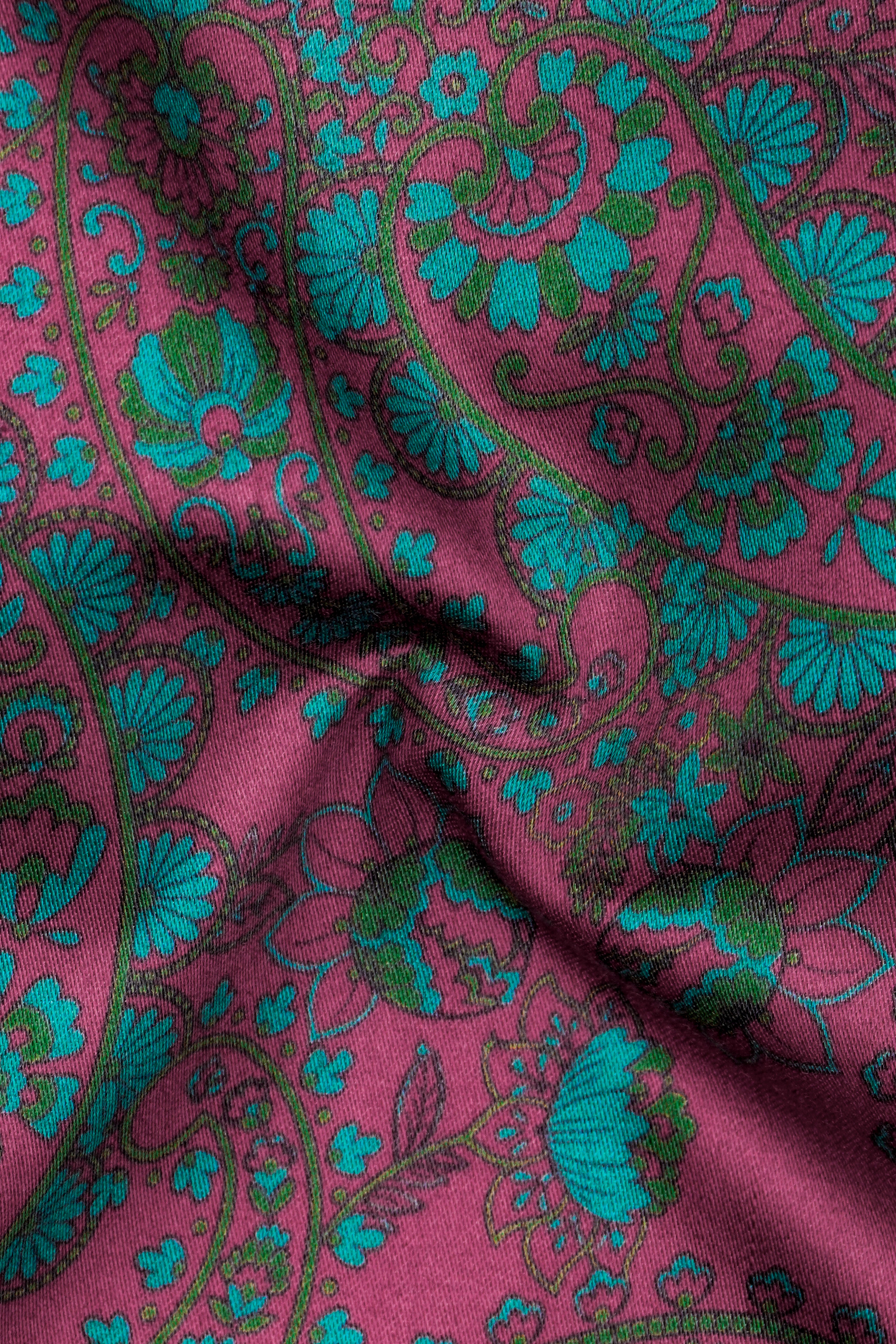 Comelot Maroon And Surfie Green Paisley Printed Subtle Sheen Super Soft Premium Cotton Semi FormalShirt