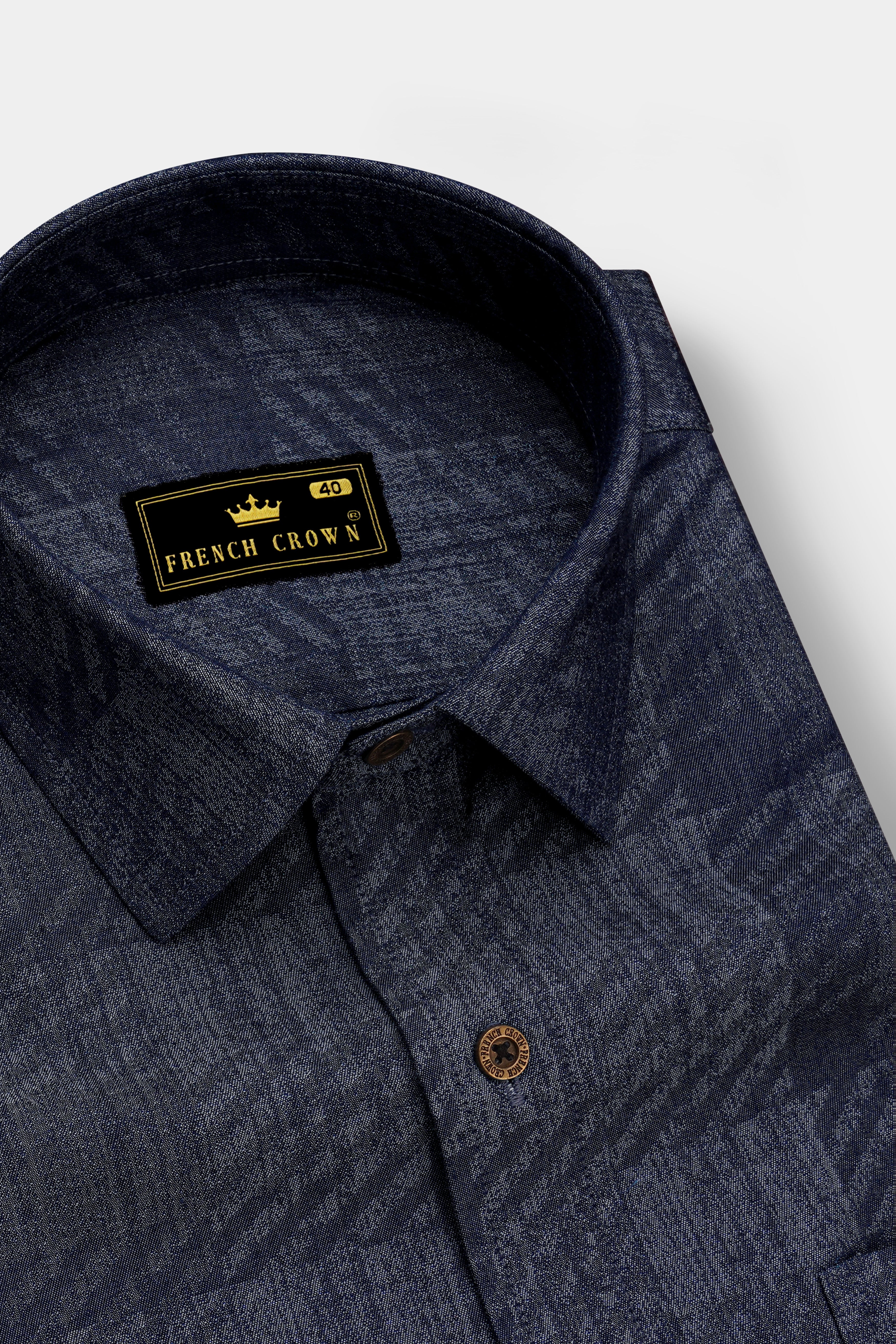Diagris-Ebony Clay Denim Blue Diagonal Striped Super Soft Premium Cotton Casual Shirt