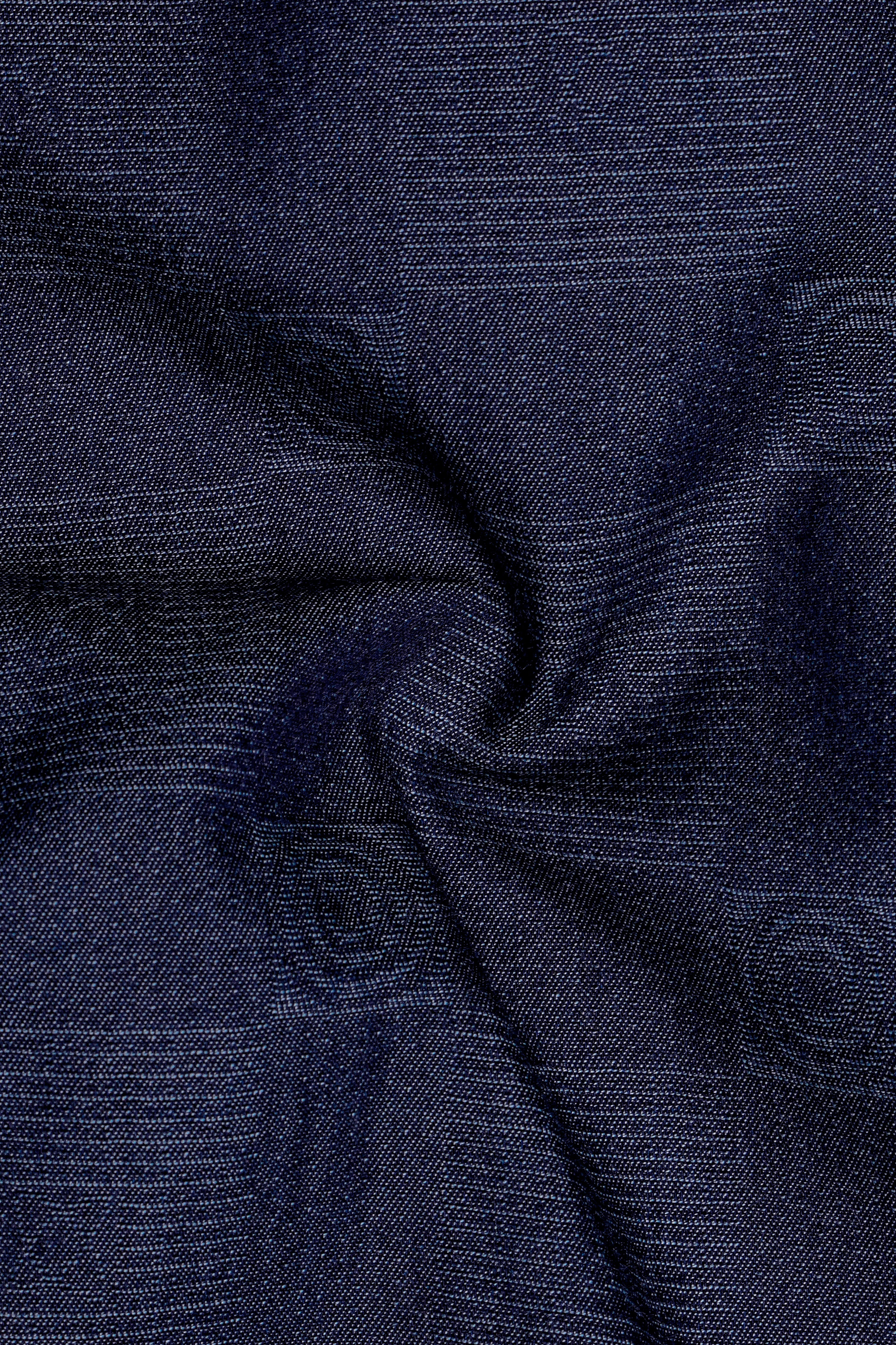 Squivra-Mirage Denim Blue square and circular motifs Textured Super Soft Premium Cotton Casual Shirt
