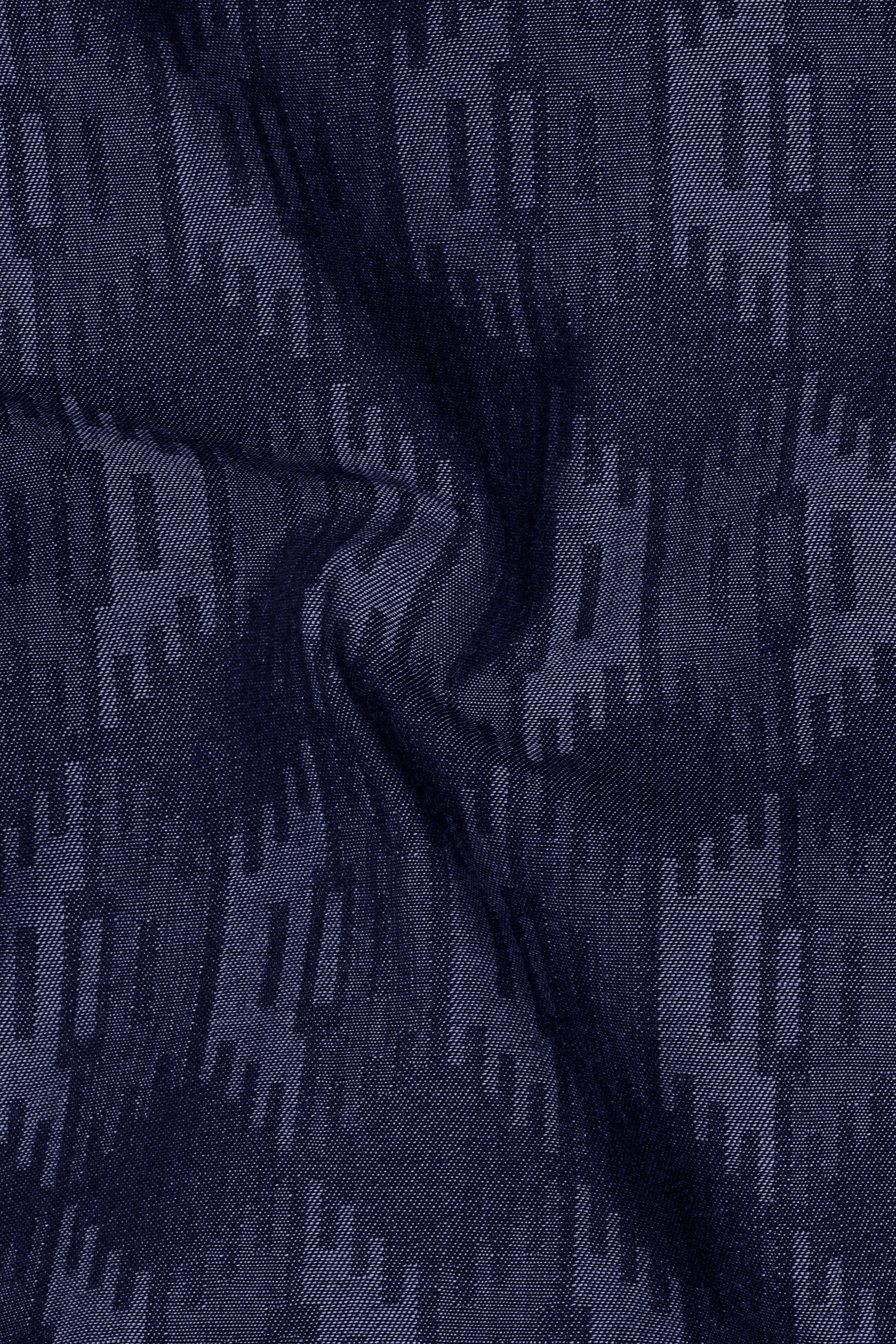 Noctivell-Nightfall Denim Blue Ikat Textured Super Soft Premium Cotton Casual Shirt