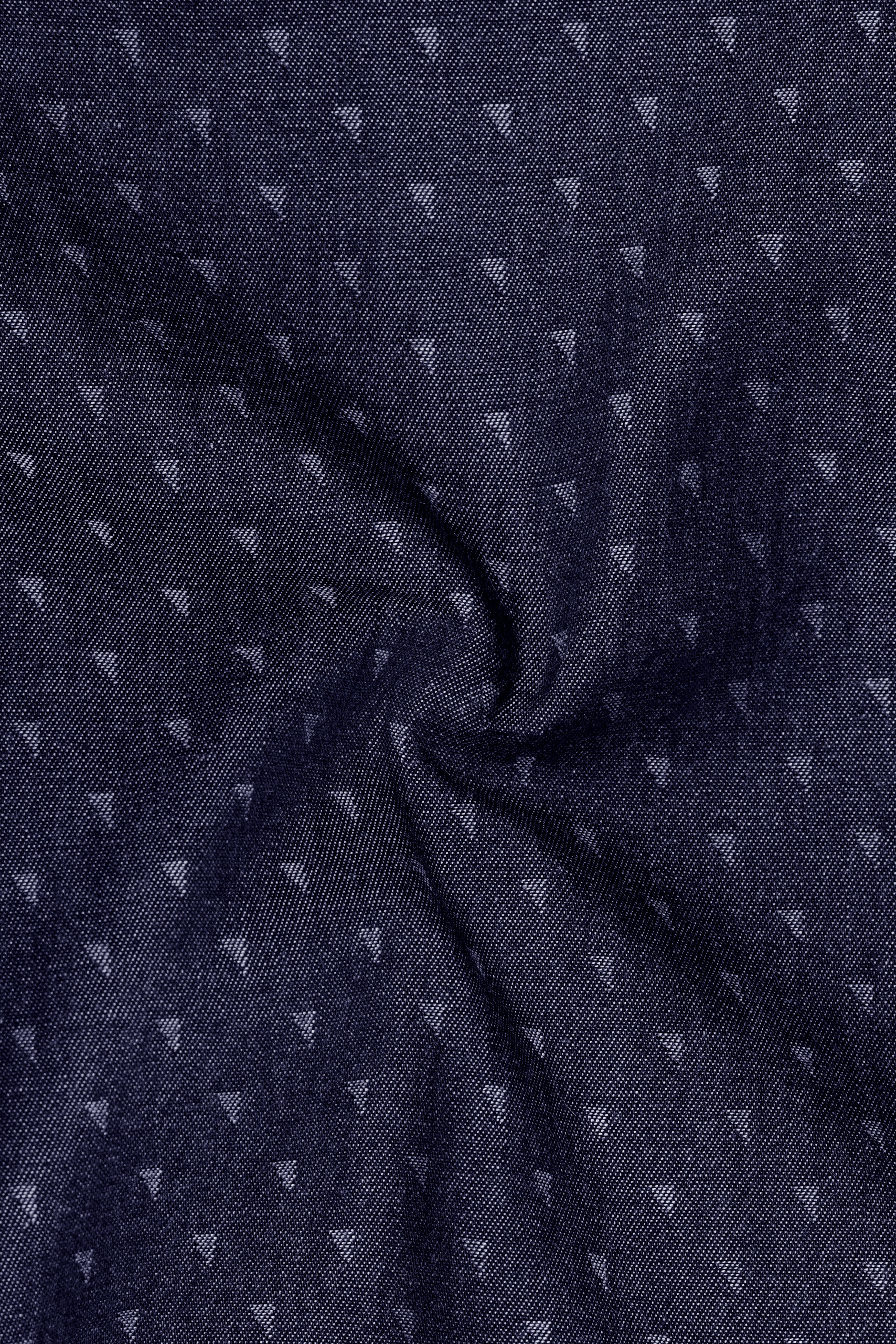 Triastra-Cosmic Denim Blue Triangle Dobby Textured Super Soft Premium Cotton Casual Shirt