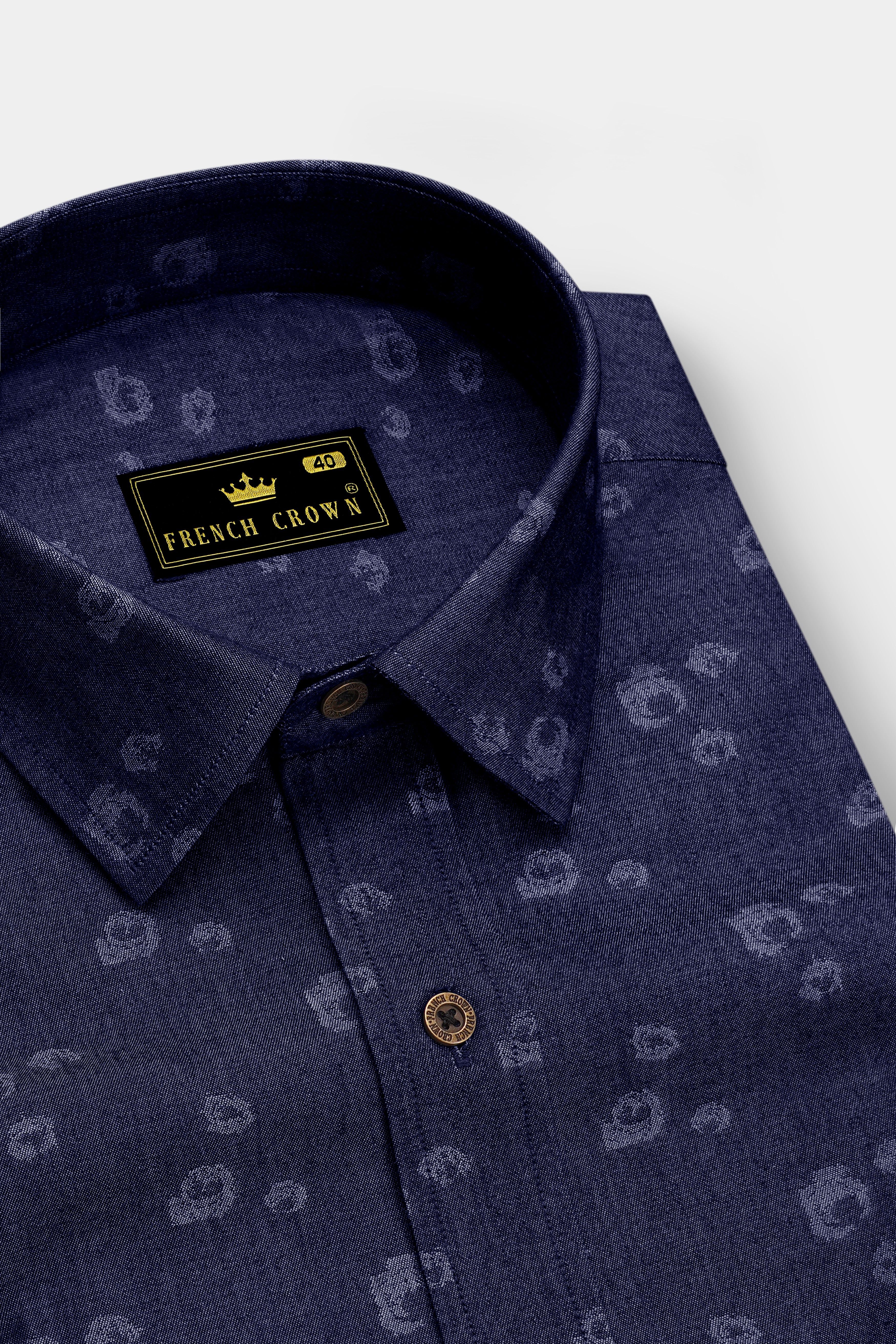 Noctiflora-Eclipse Denim Blue Abstract Floral Printed Super Soft Premium Cotton Casual Shirt