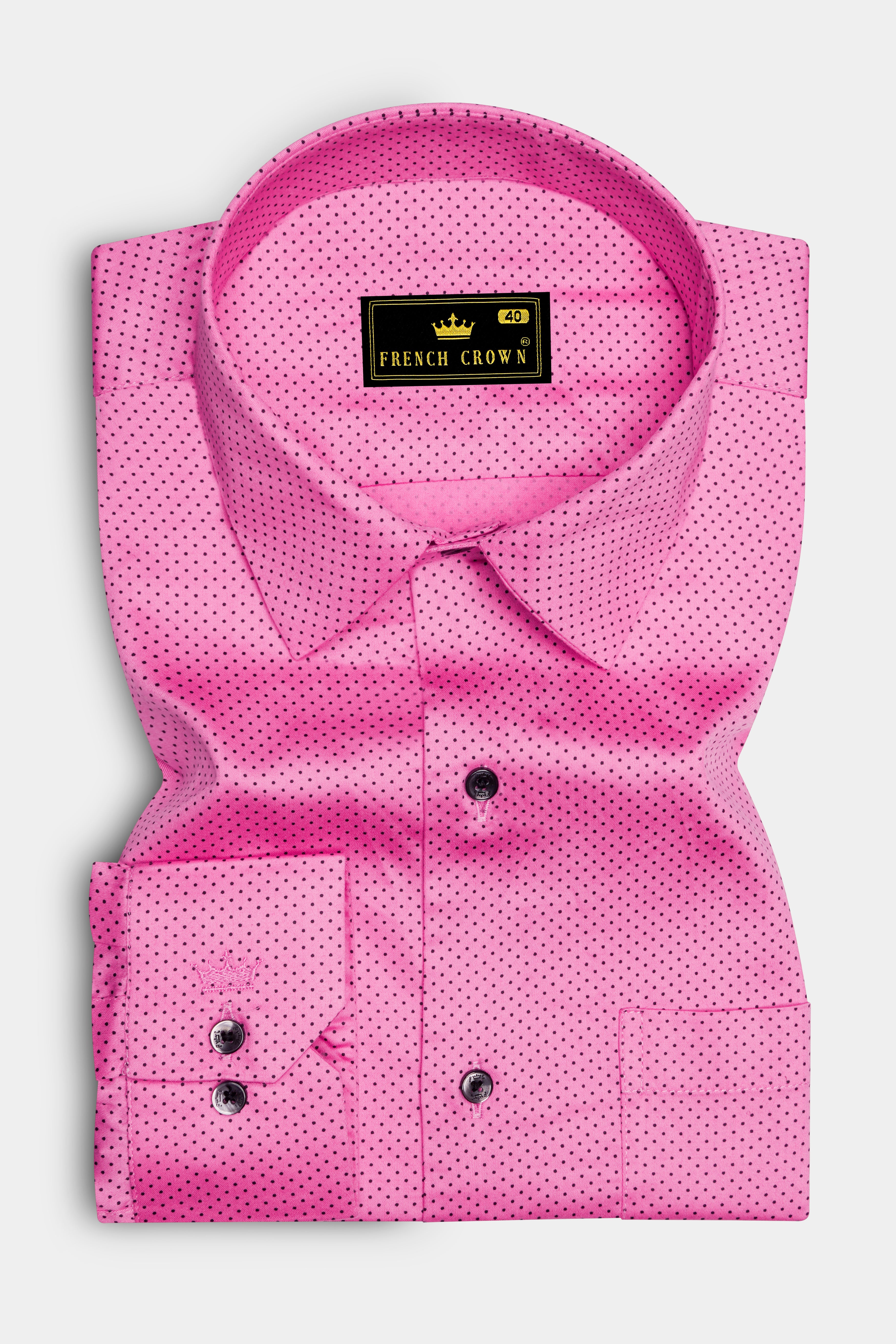 Rosicrest-Persian Pink Dotted Printed Subtle Sheen Super Soft Premium Cotton Casual Shirt