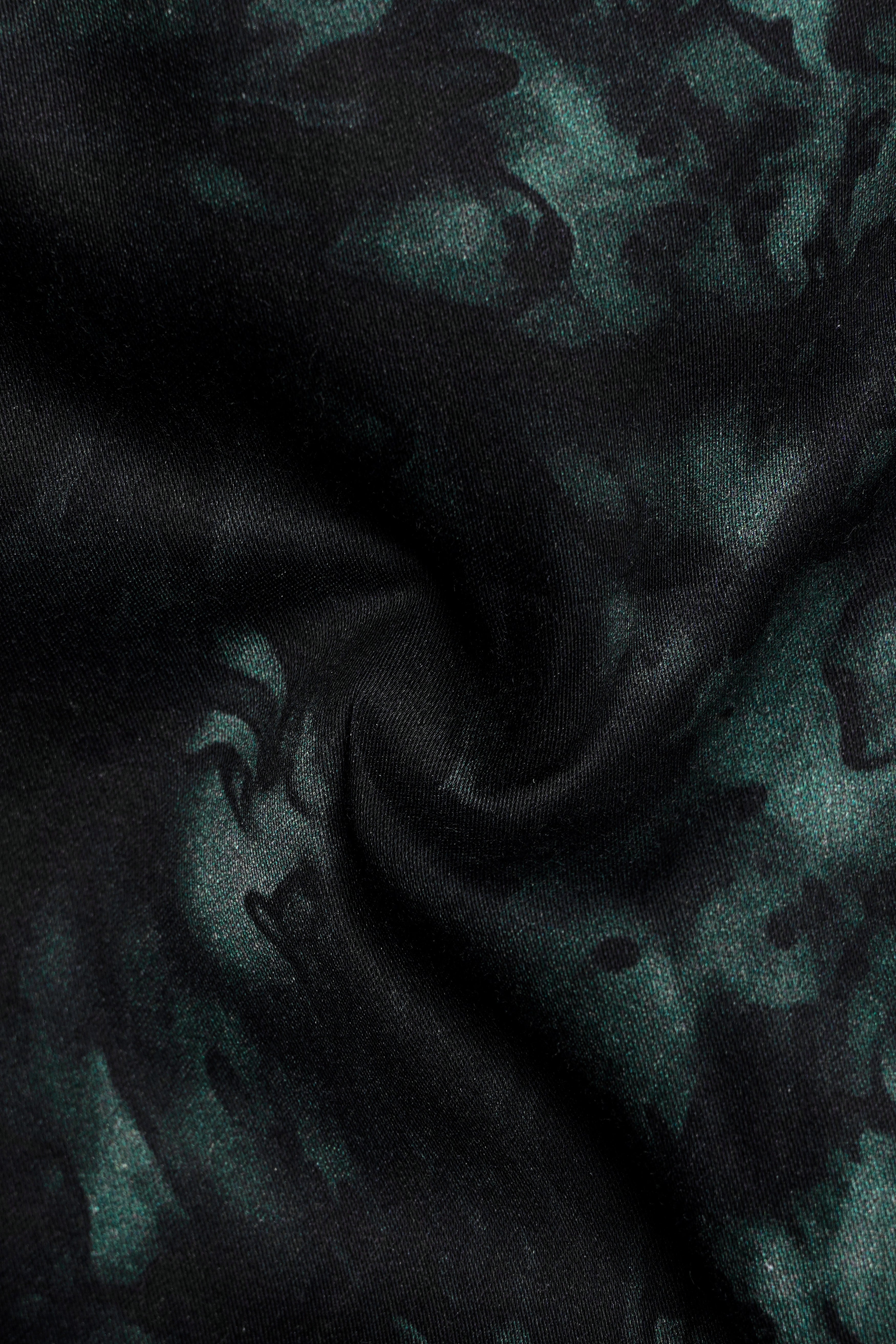 Emerivra-Bunker Black And Timber Green Emerald Smoke Printed Super Soft Premium Cotton Semi Formal Shirt