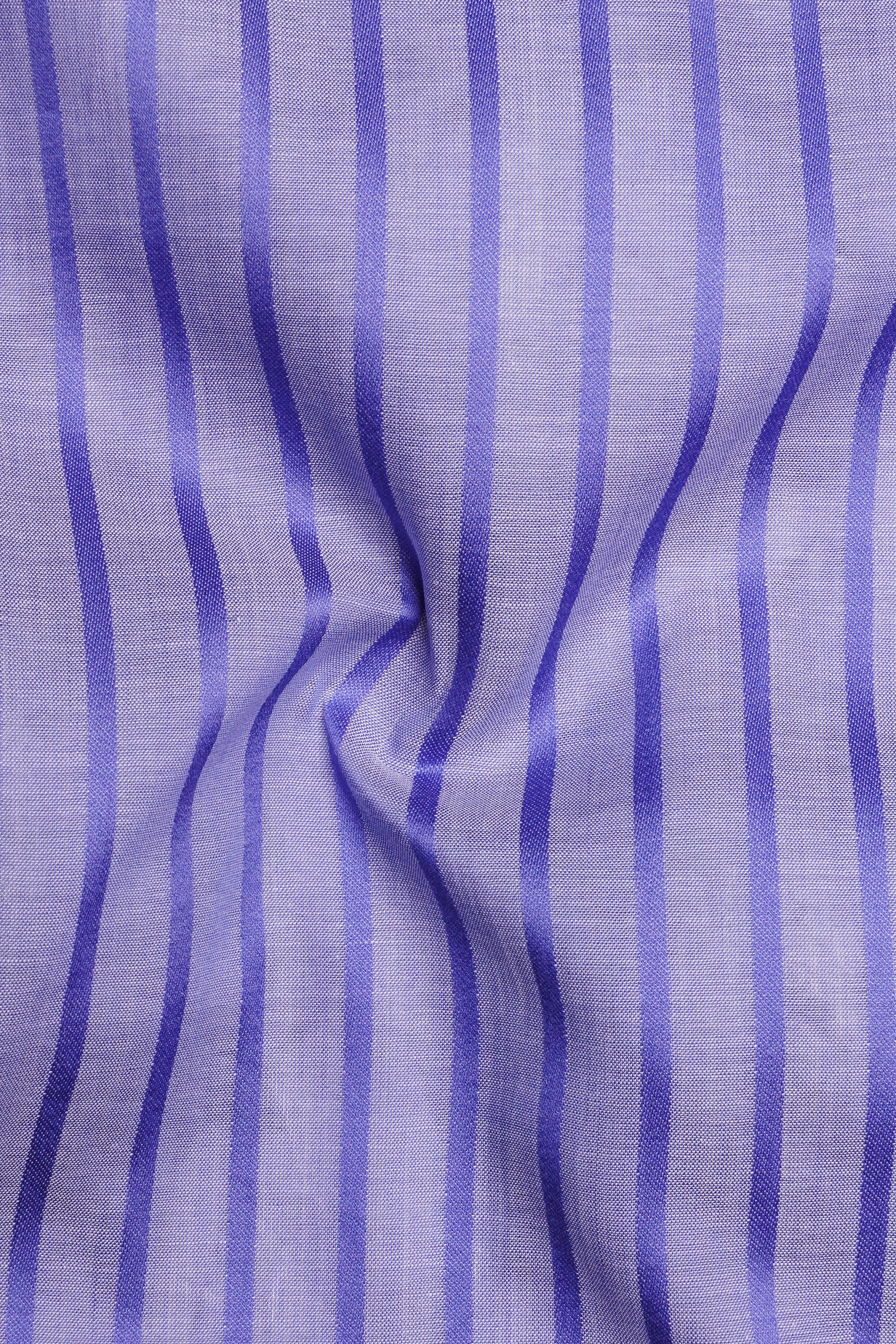 Strivra-Wisteria Purple Striped Dobby Textured Super Soft Premium Cotton Semi Formal Shirt