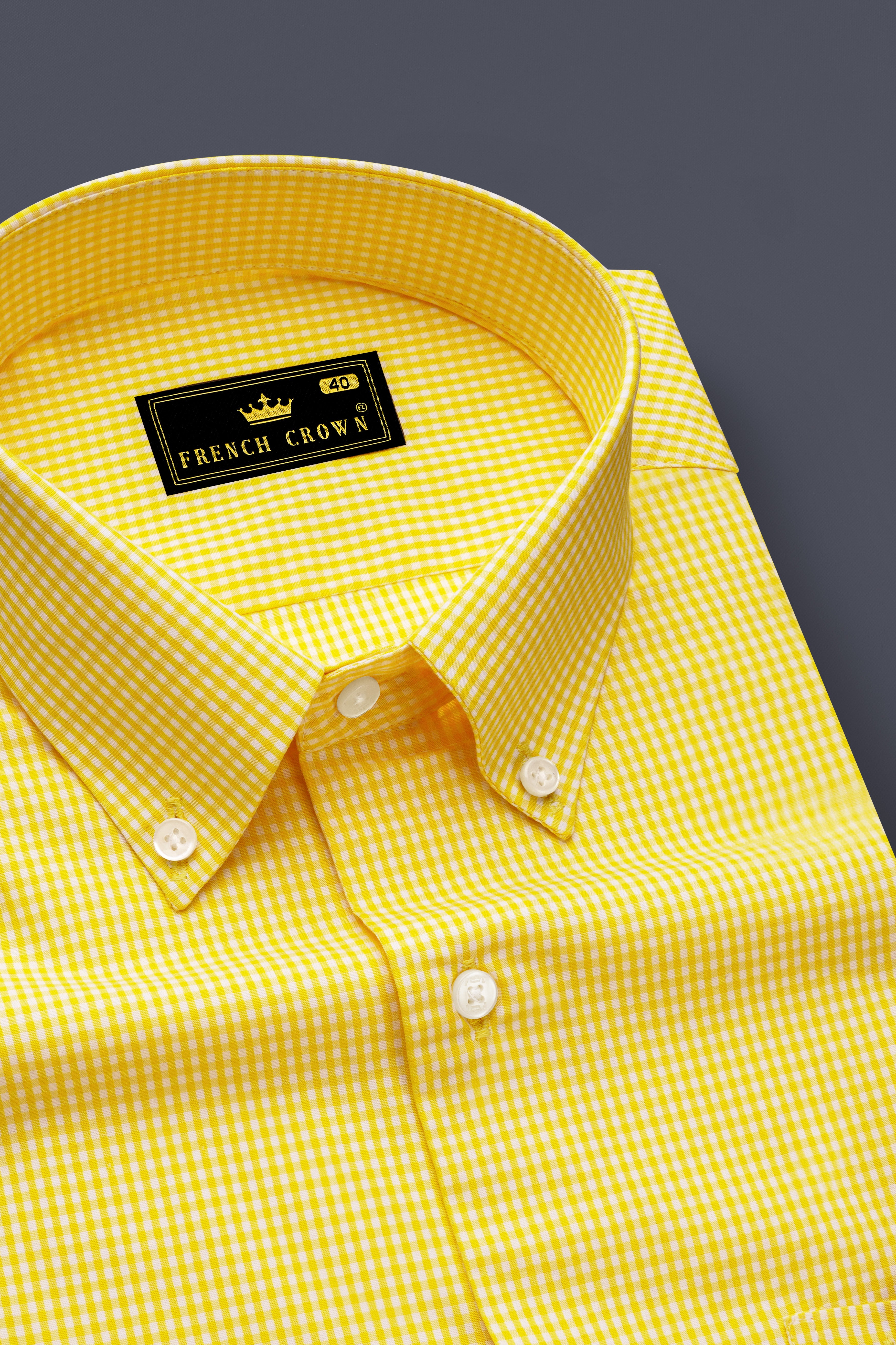 Aurevia-Wattle Yellow Gingham Plaid Super Soft Premium Cotton Semi Formal Shirt