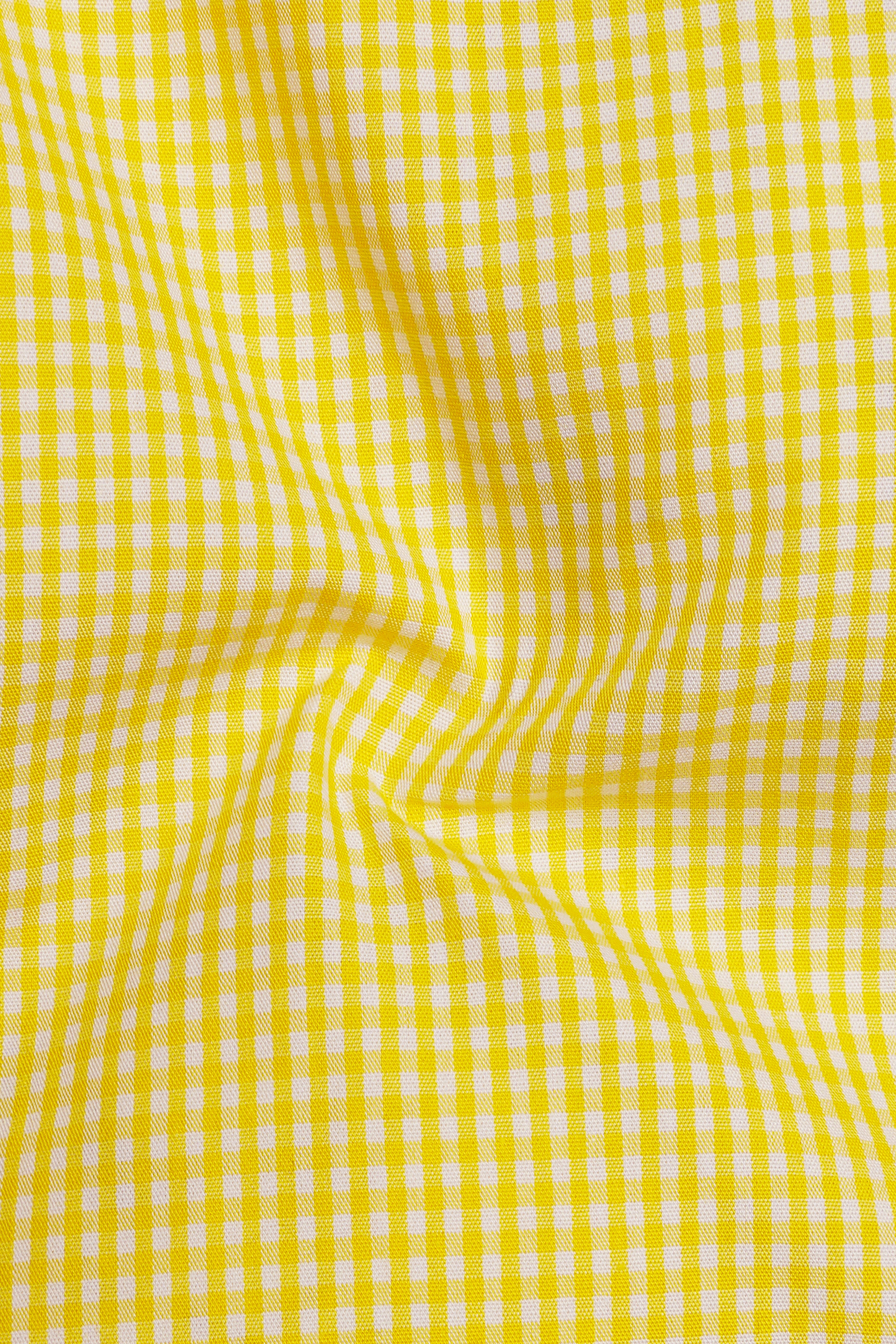 Aurevia-Wattle Yellow Gingham Plaid Super Soft Premium Cotton Semi Formal Shirt